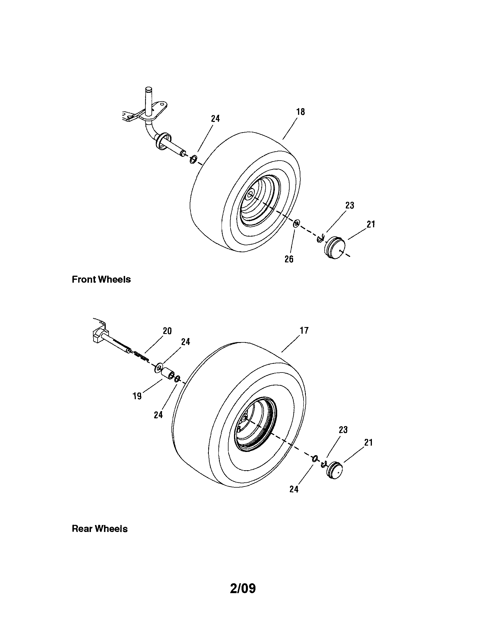 Snapper LT23420 wheels and tires diagram