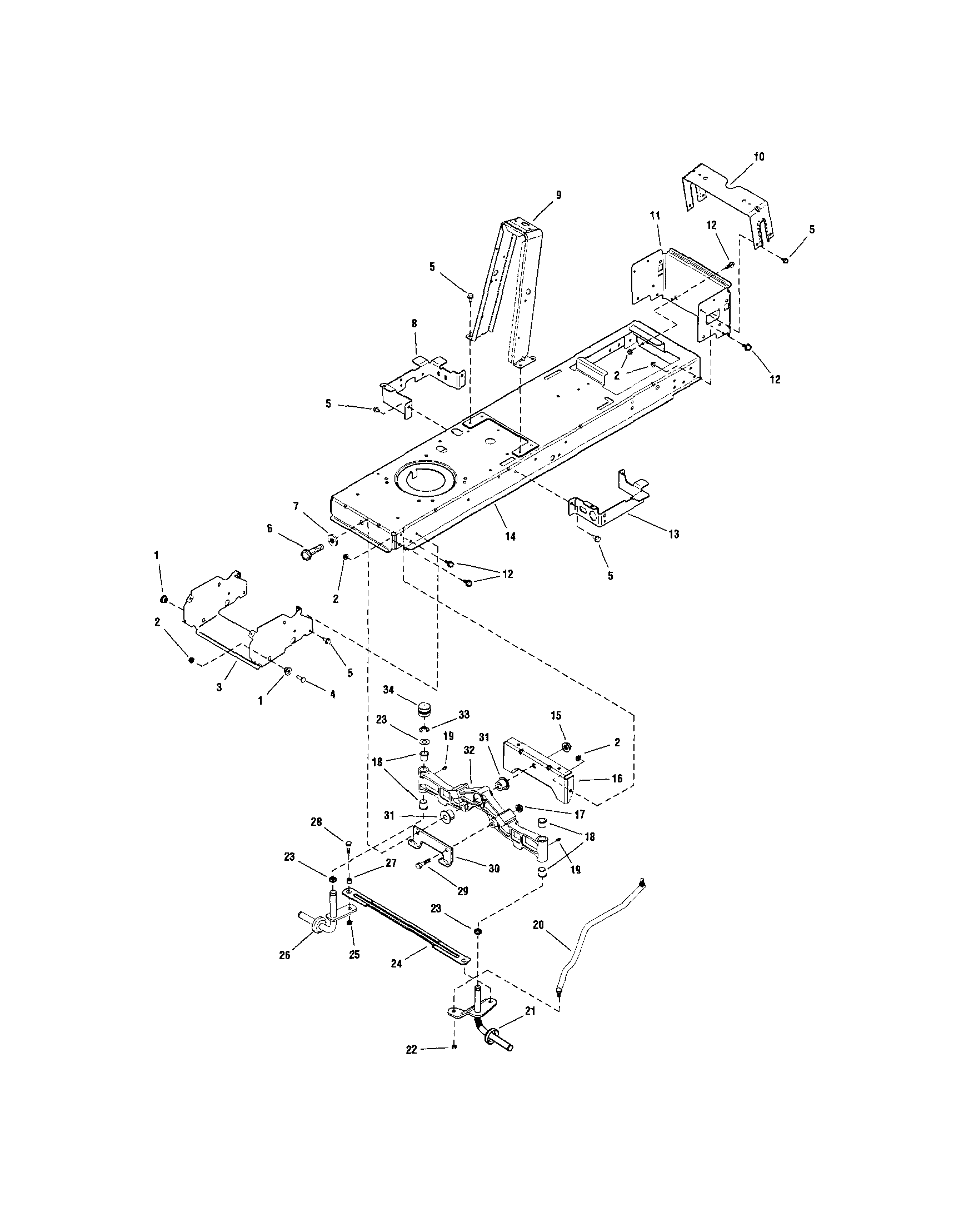 Snapper LT23420 frame/front axle diagram