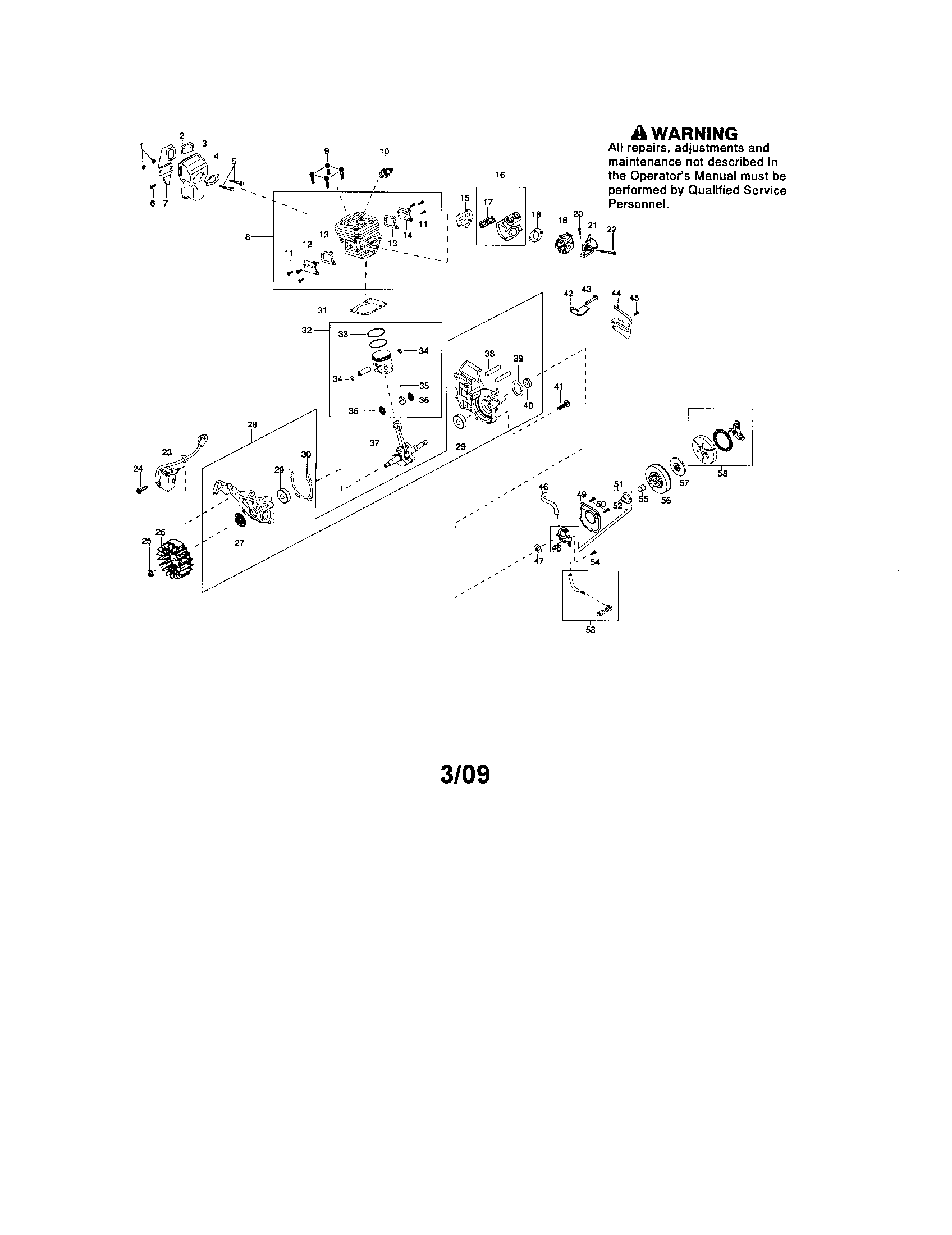Craftsman 358362180 cylinder/crankcase/crankshaft diagram
