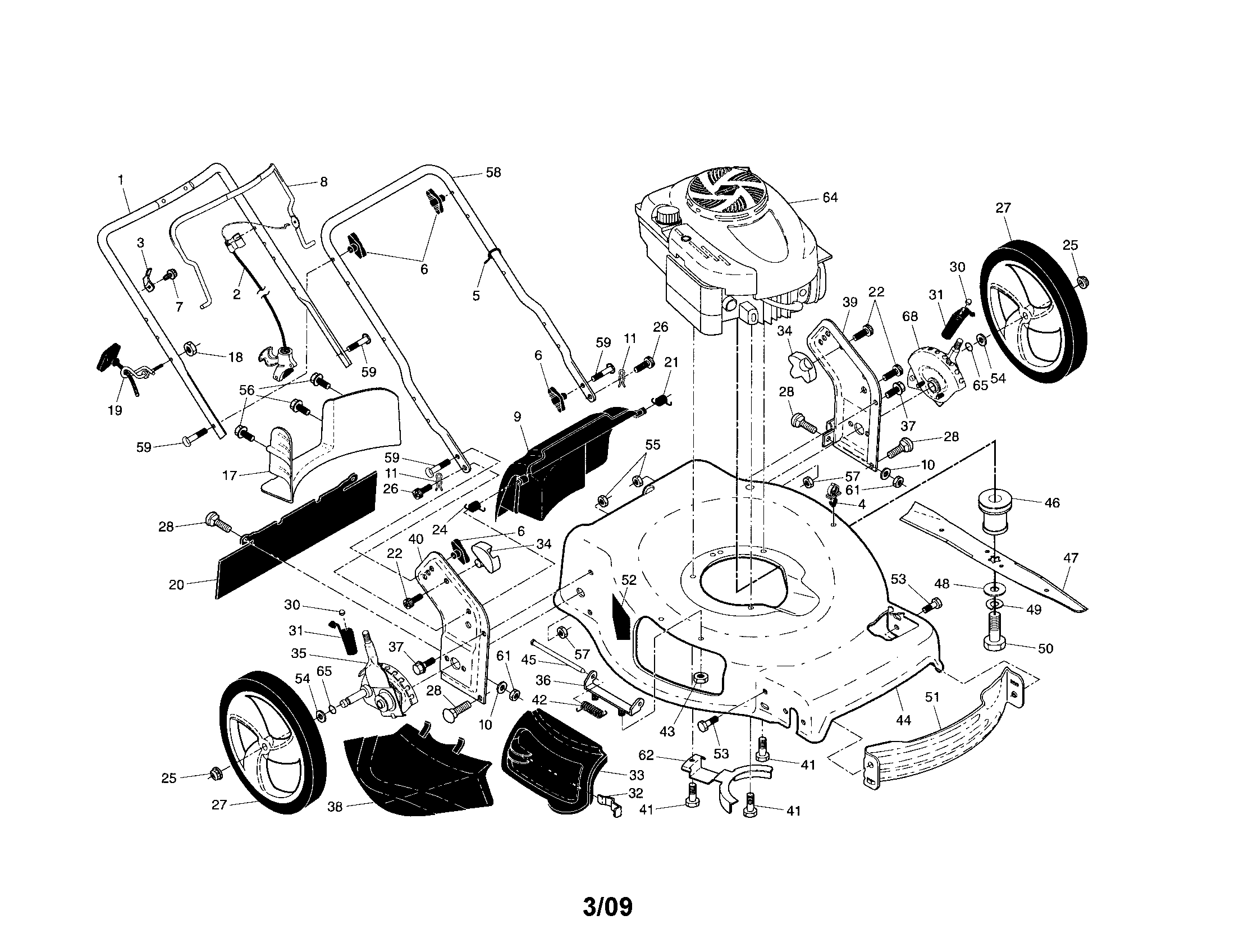 Craftsman 917374050 handle/engine/housing diagram