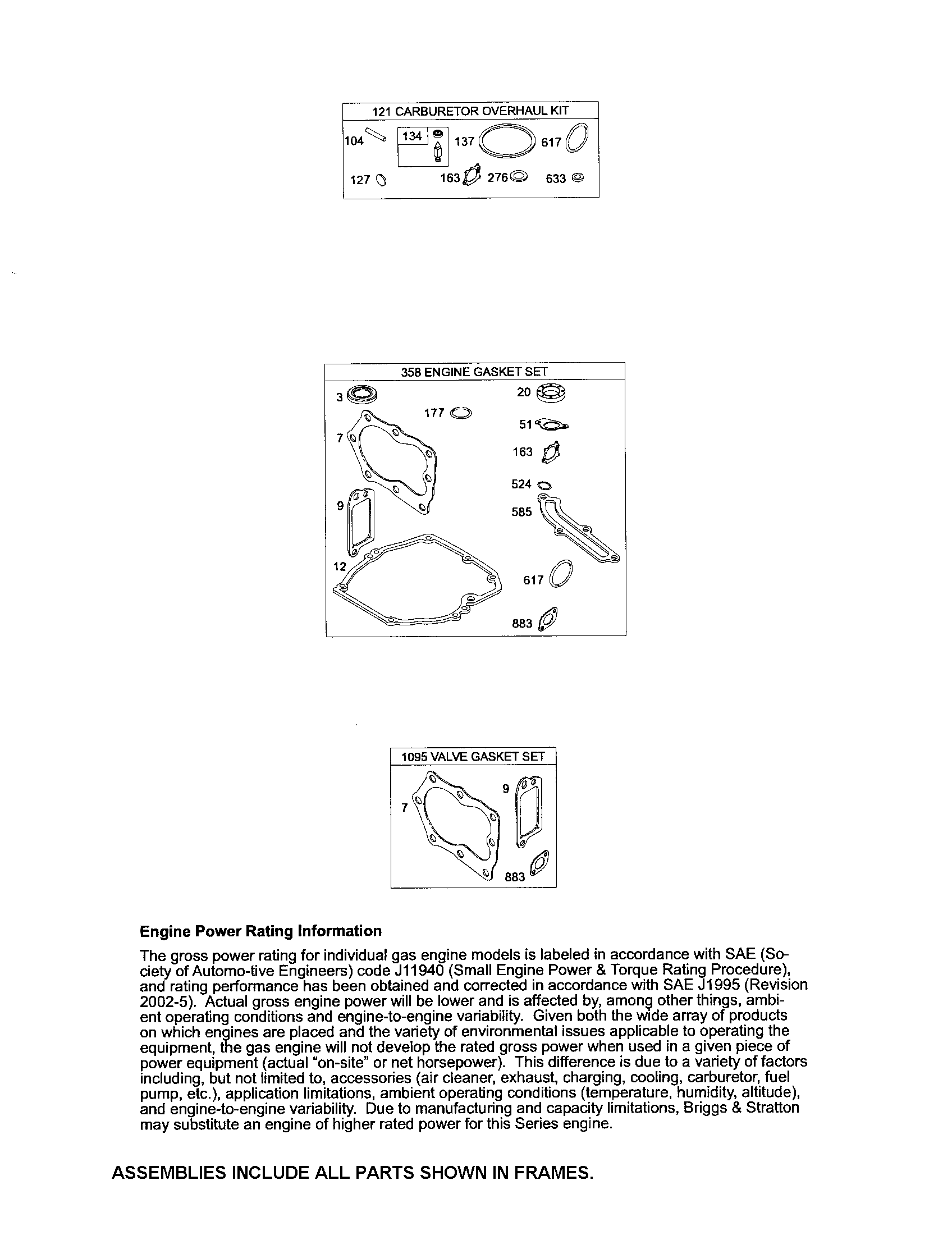 Craftsman 917374030 gasket sets diagram