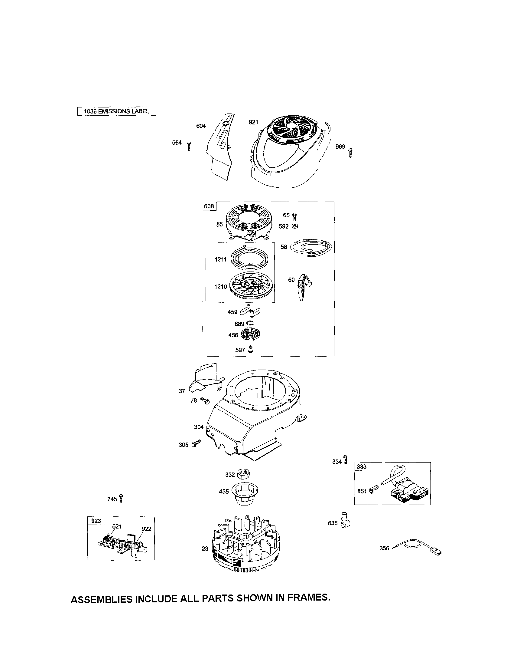 Craftsman 917374053 rewind starter/flywheel diagram