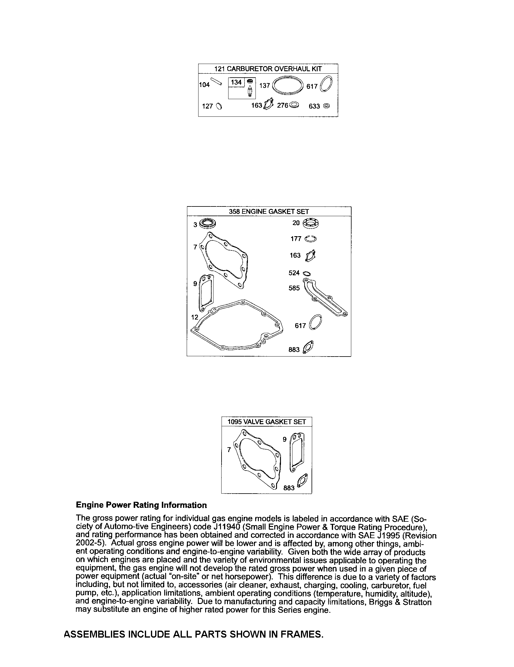 Craftsman 917374100 gasket sets diagram