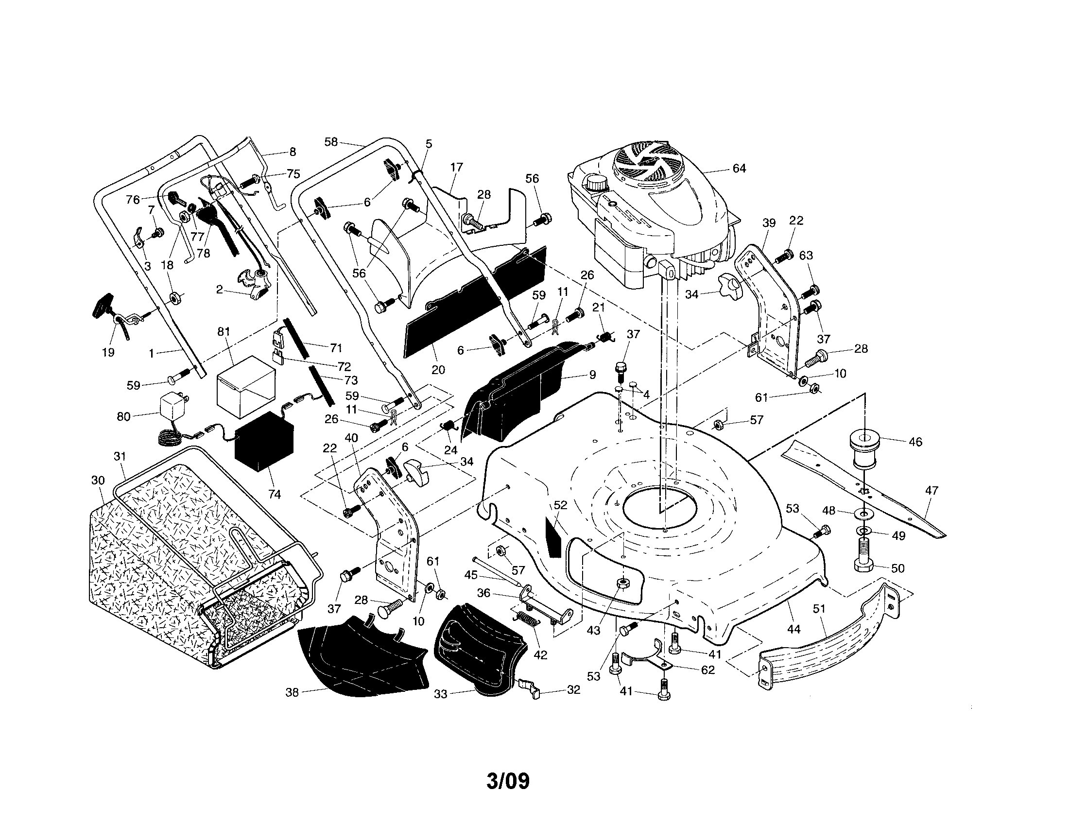 Craftsman 917374362 handle/engine/housing diagram