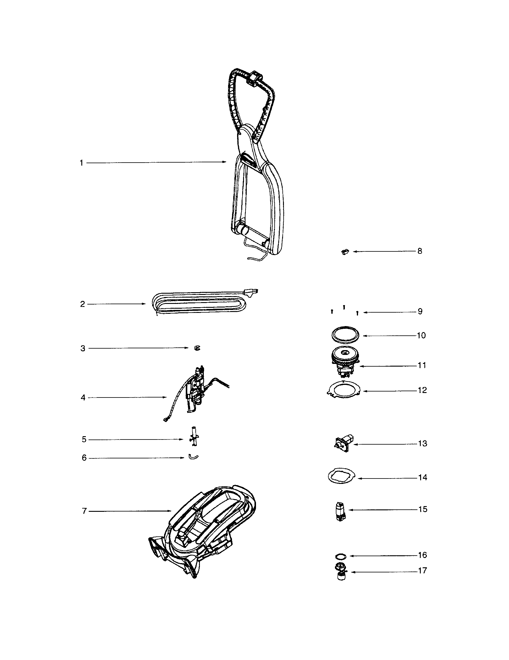 Eureka 2590A handle/diverter manifold diagram