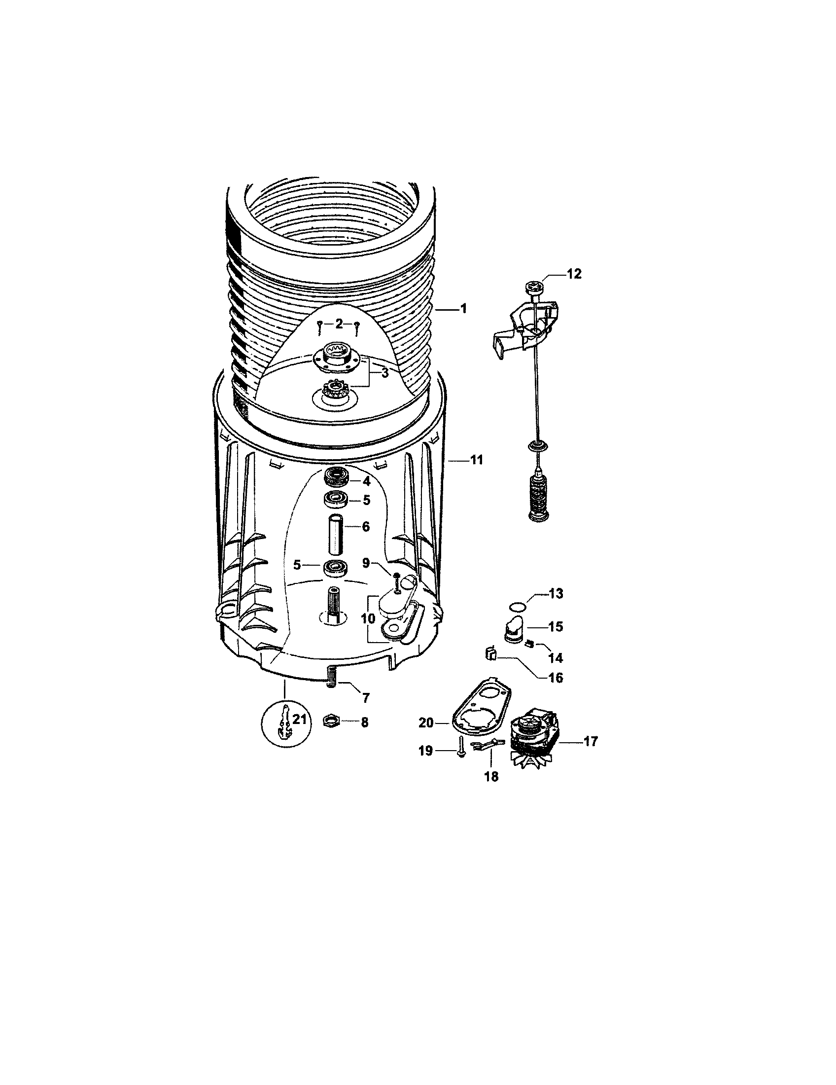 Fisher & Paykel GWL15-96155A inner & outer bowls/pump diagram