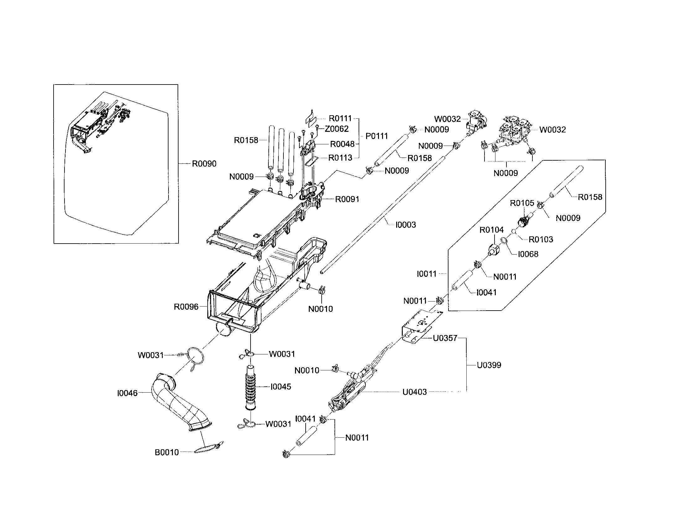 Samsung WF448AAP/XAC housing drawer diagram