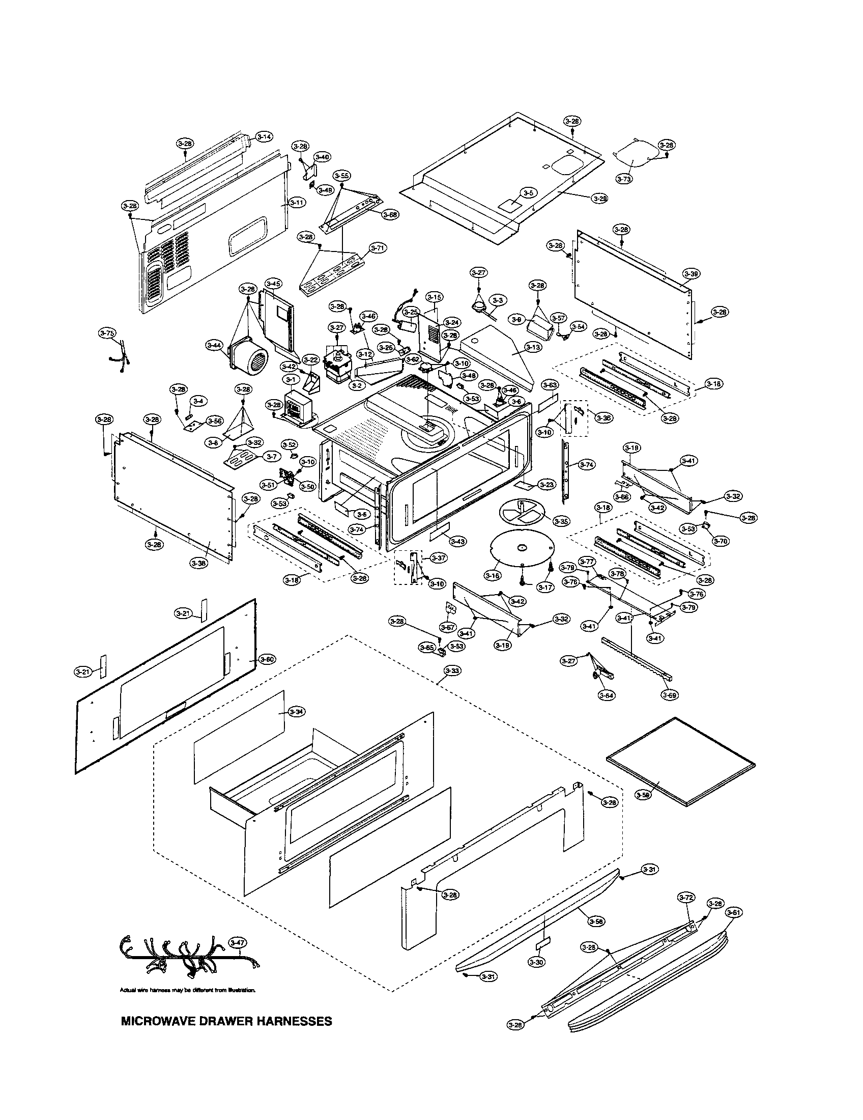 Sharp KB-6025MW microwave drawer diagram