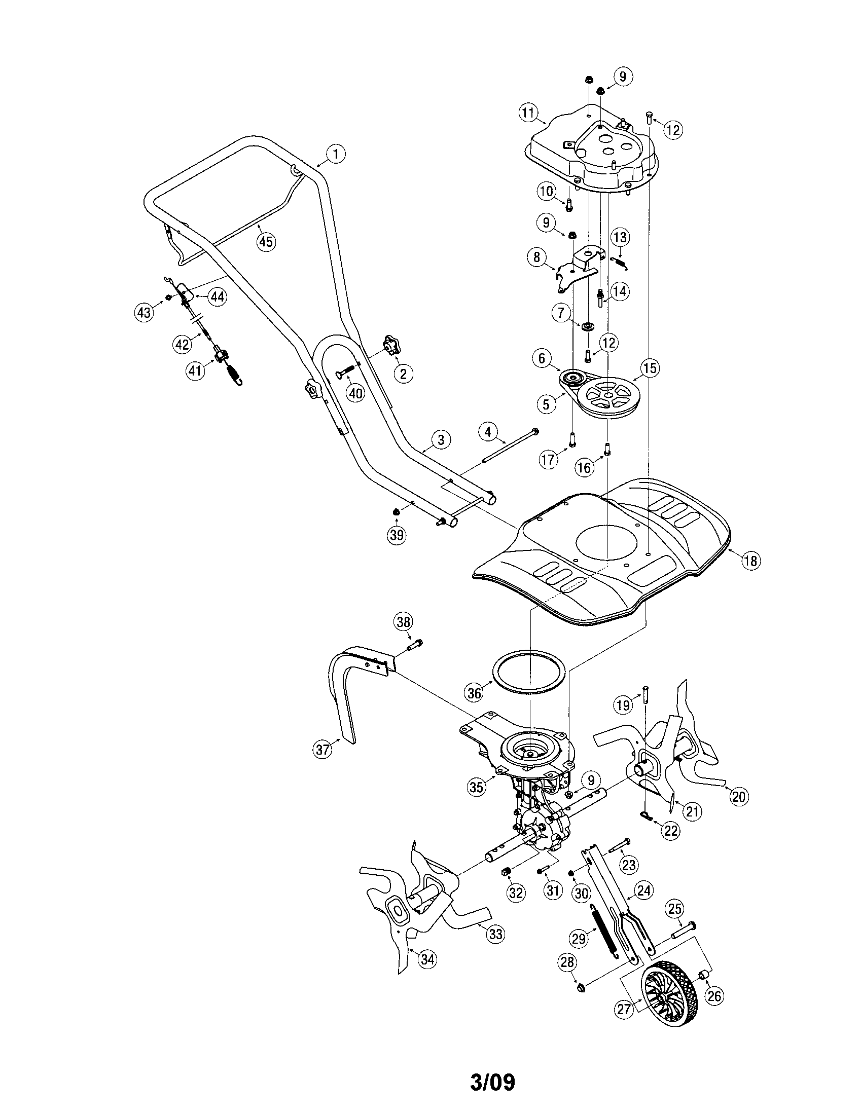 MTD 250 front tine tiller diagram