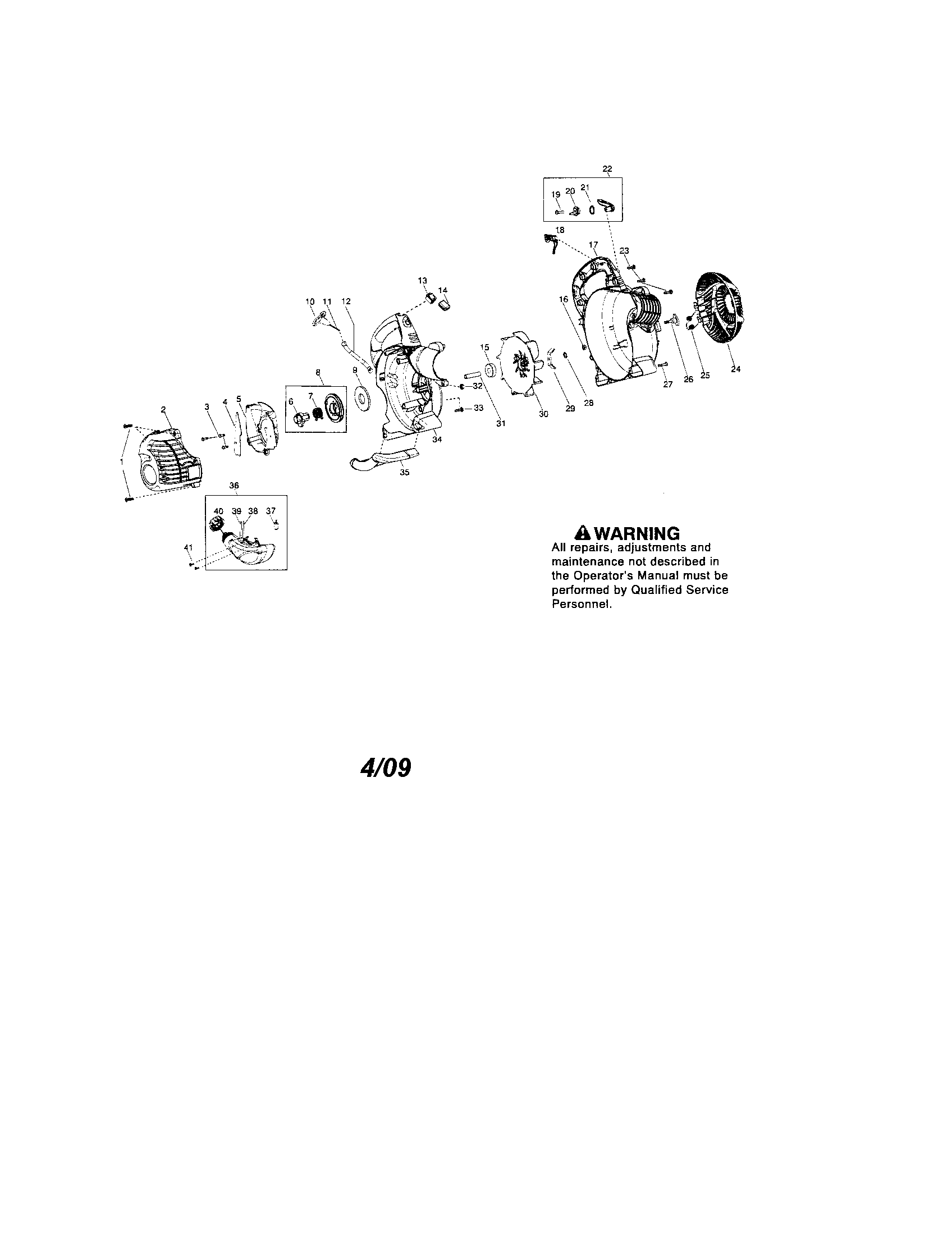 Craftsman 358794763 scroll/handle/fuel tank diagram
