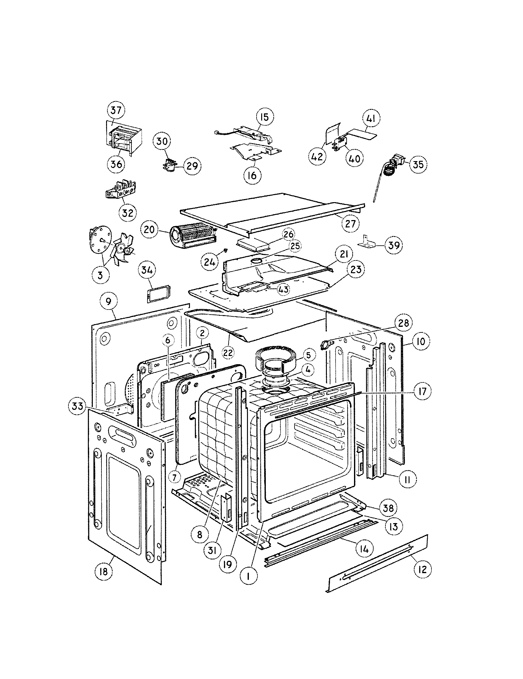 Fisher & Paykel OB24SDPX1-88487A chassis diagram