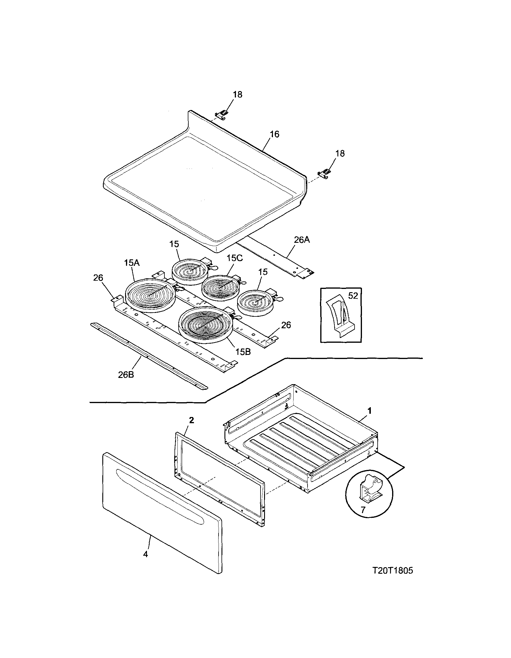 Kenmore 79096224406 top/drawer diagram