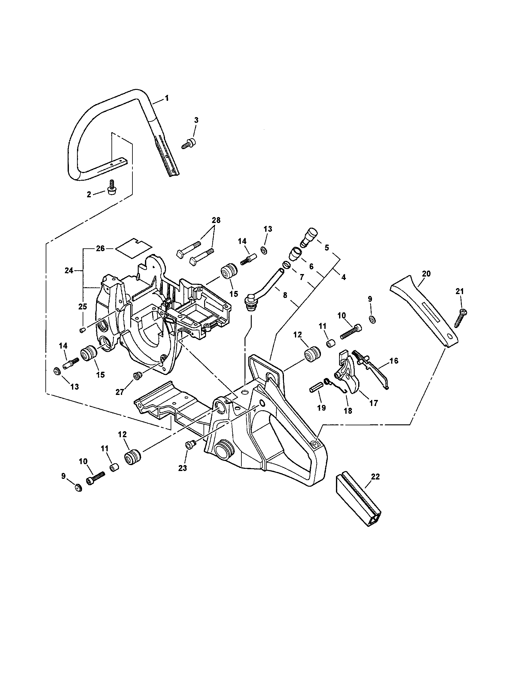 Echo CS-400 handle/throttle control/engine cover diagram
