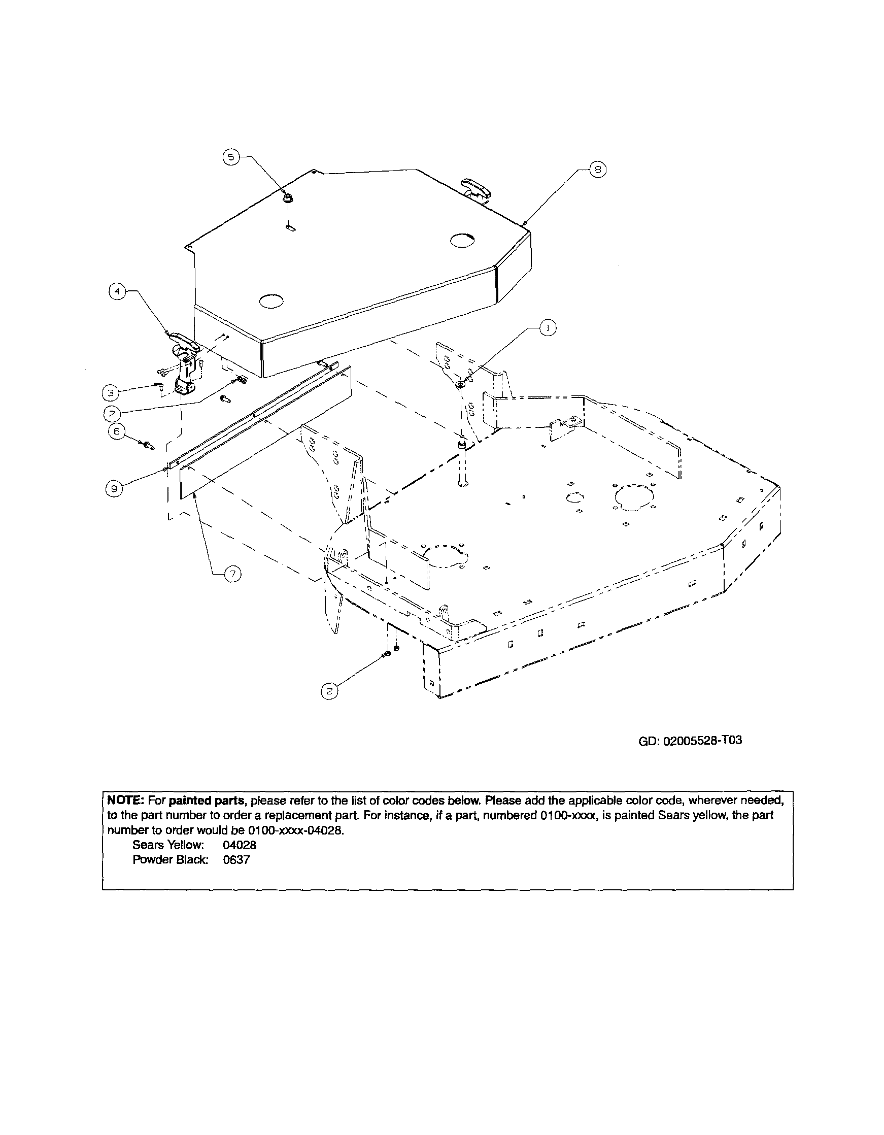 Craftsman 247889360 deck cover diagram