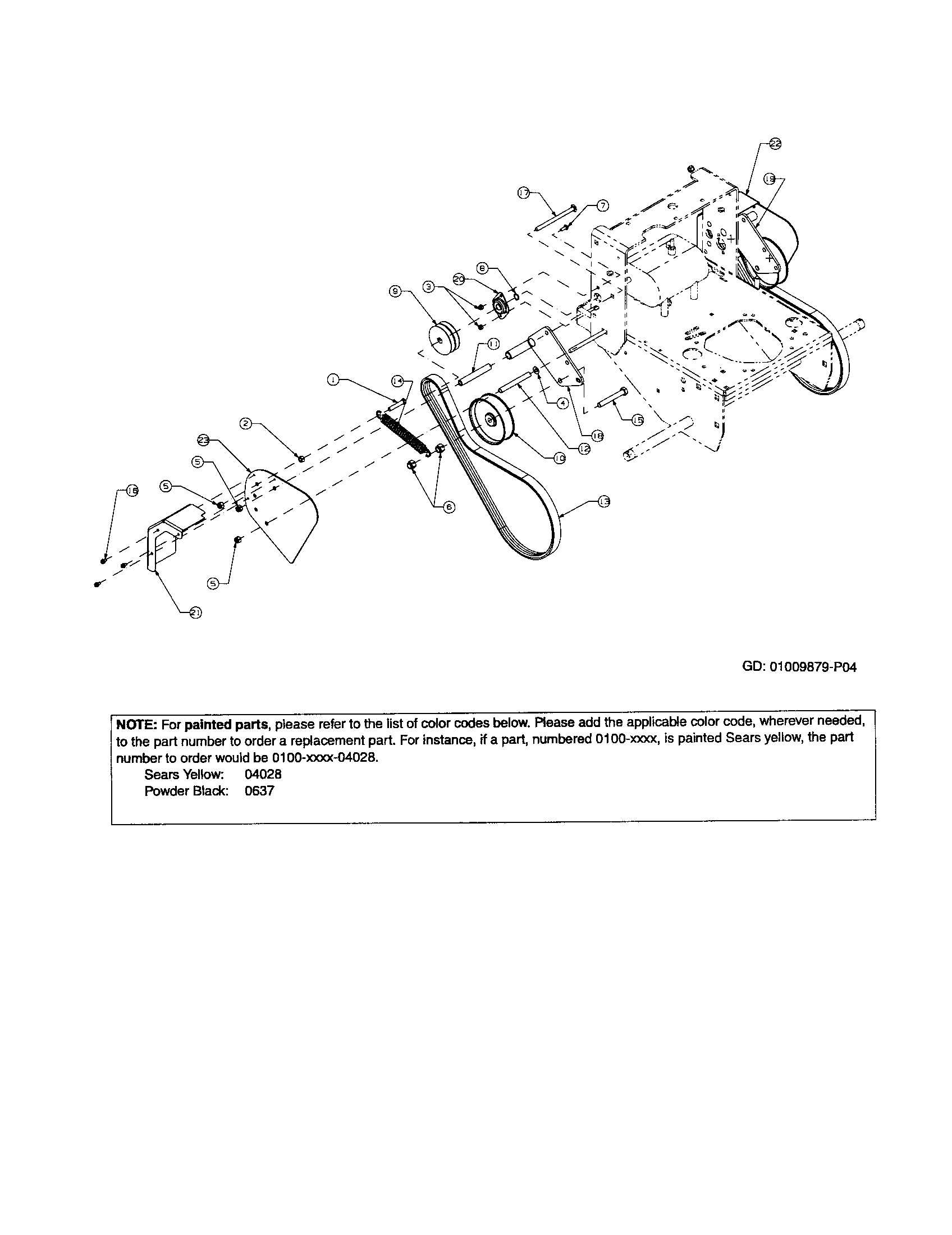 Craftsman 247889360 v belt/belt guard diagram