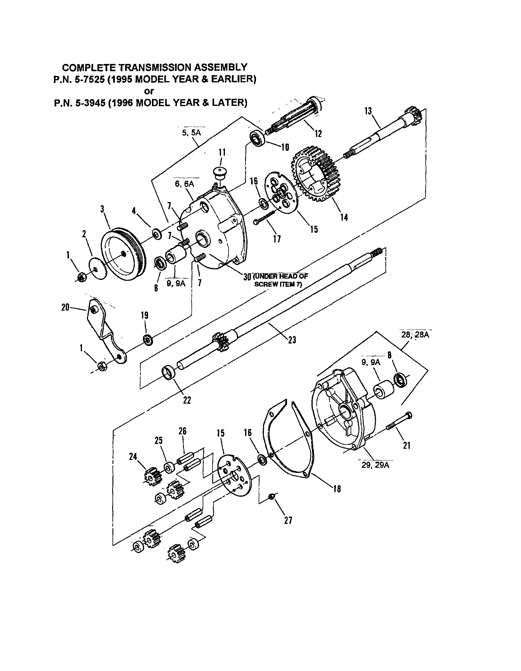 Snapper R21500 transmission (differential) diagram