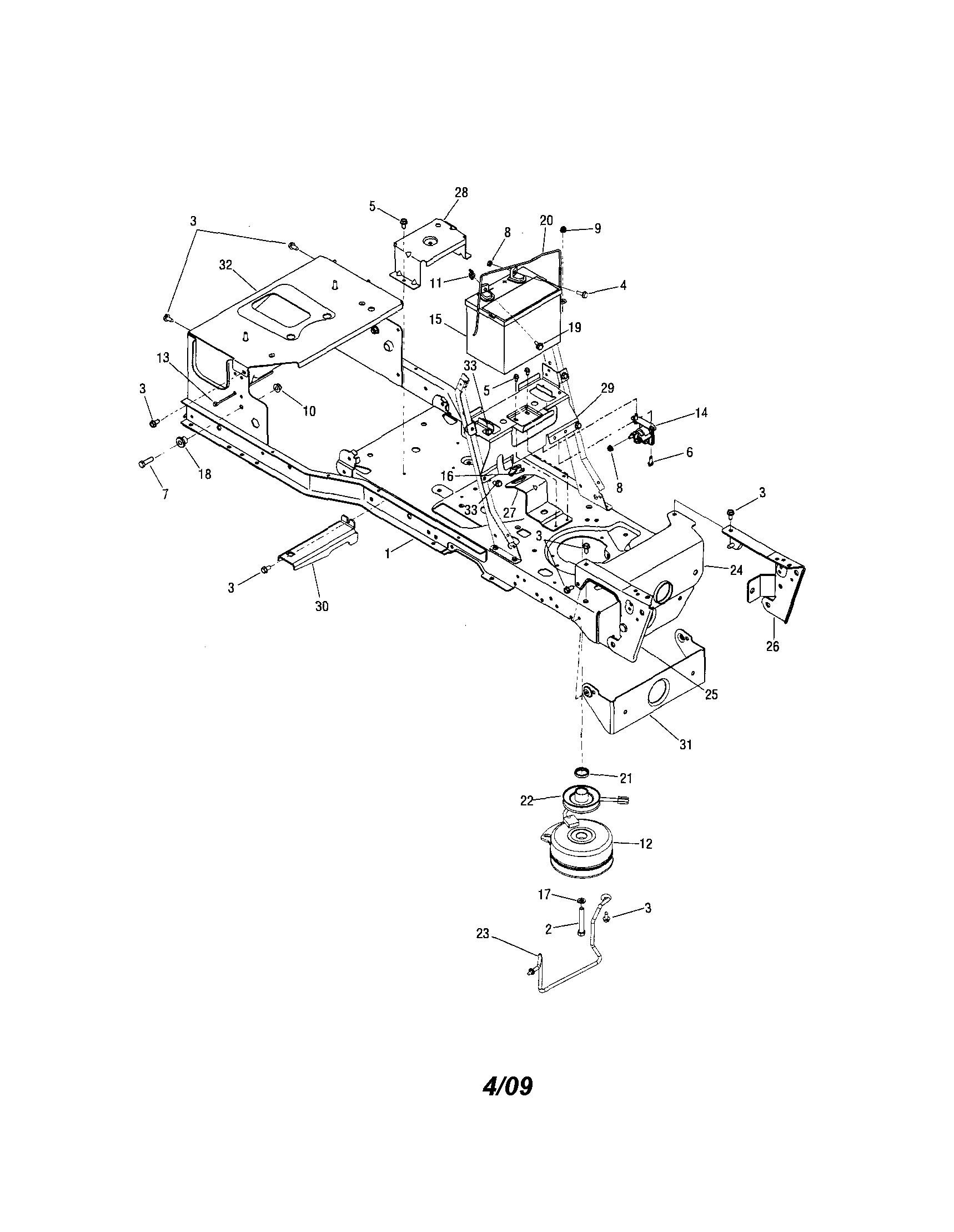 MTD 17AK9TKR099 frame diagram