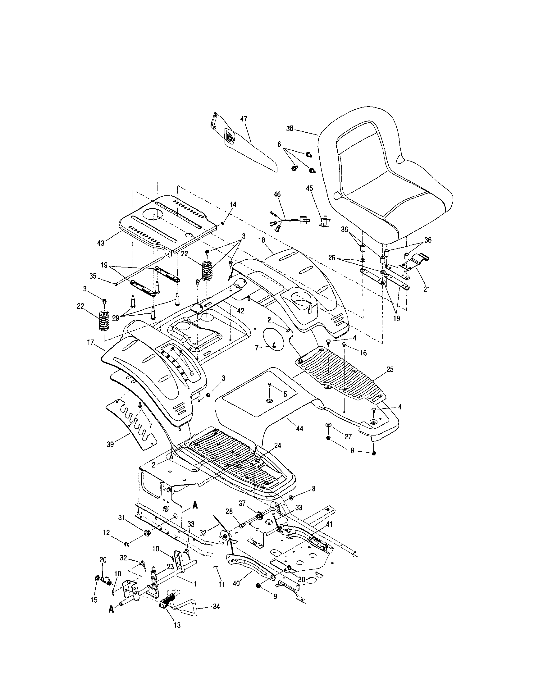 MTD 17AK9TKR099 fender/seat diagram
