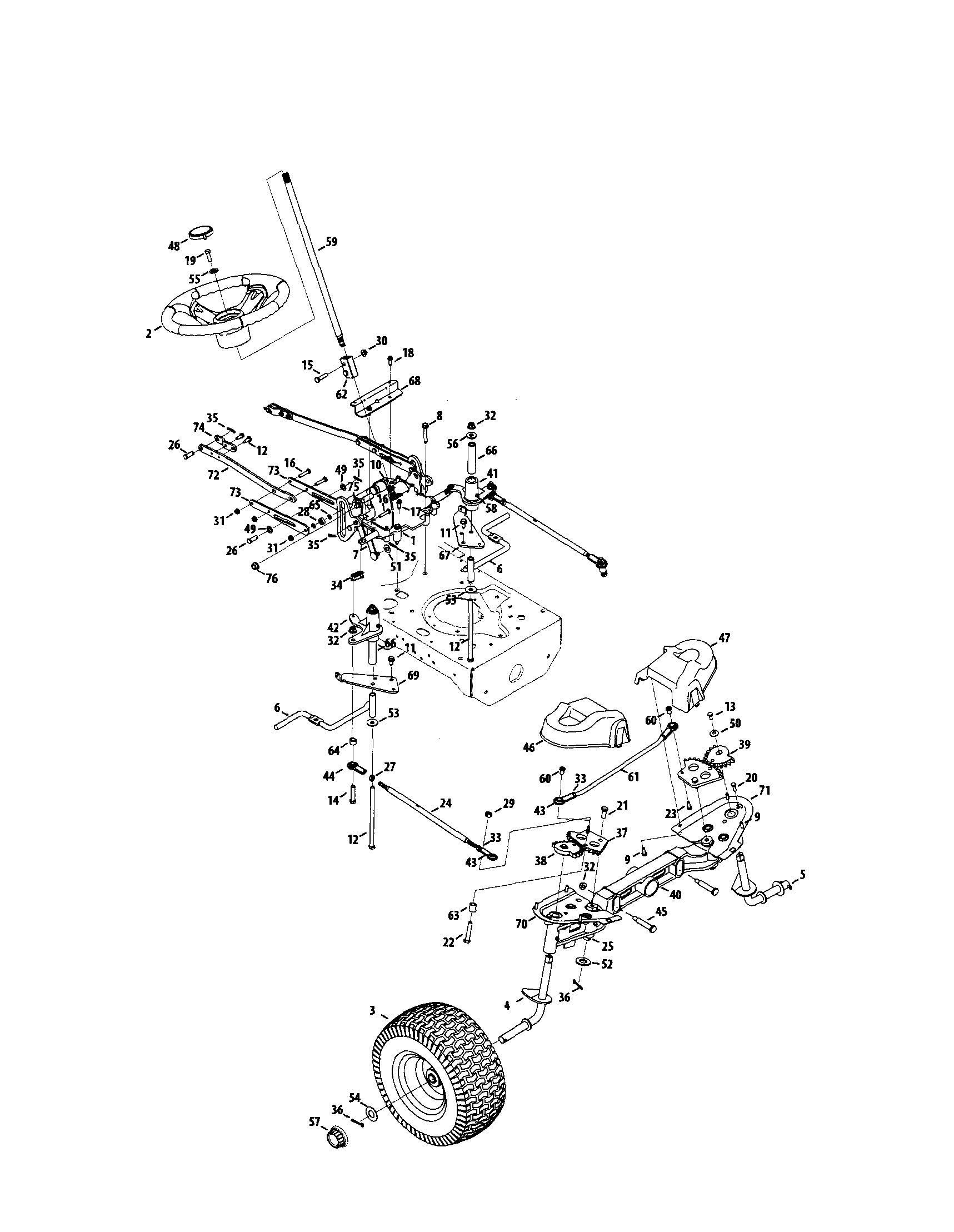 MTD 17AK9TKR099 wheel/steering diagram