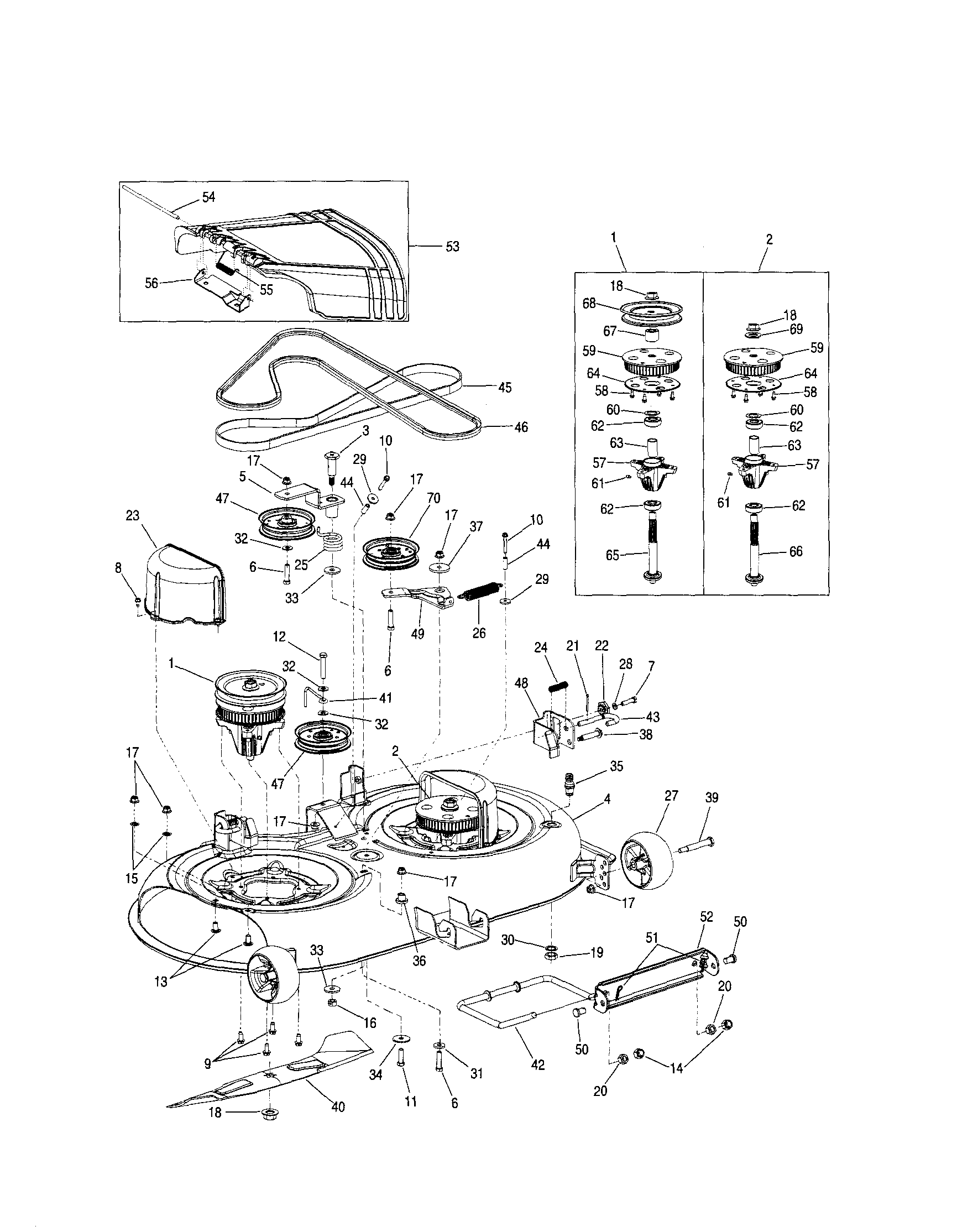 MTD 17AK9TKR099 deck/spindle/chute deflector diagram