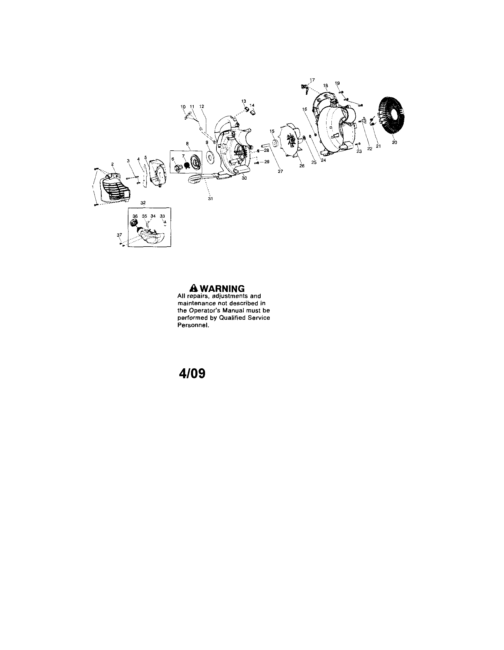 Craftsman 358794731 scroll/handle/fuel tank diagram