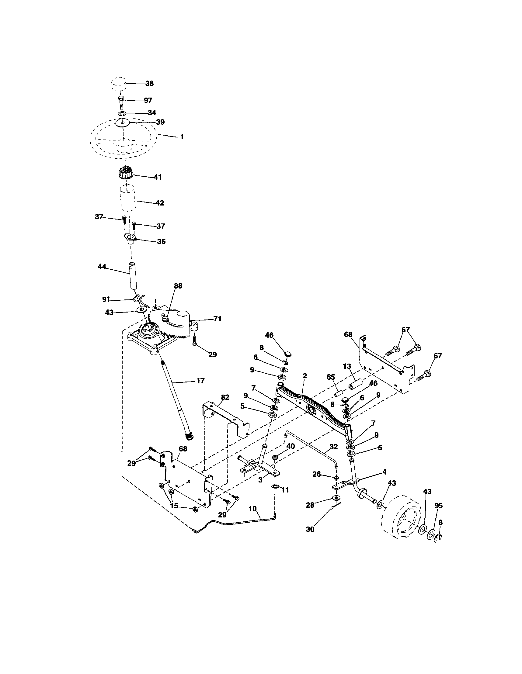 Craftsman 917288100 steering diagram
