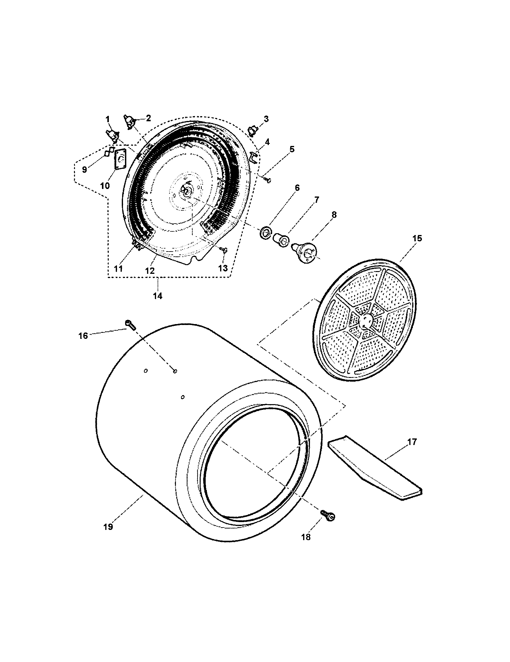 Fisher & Paykel DE60FA-96987 drum diagram