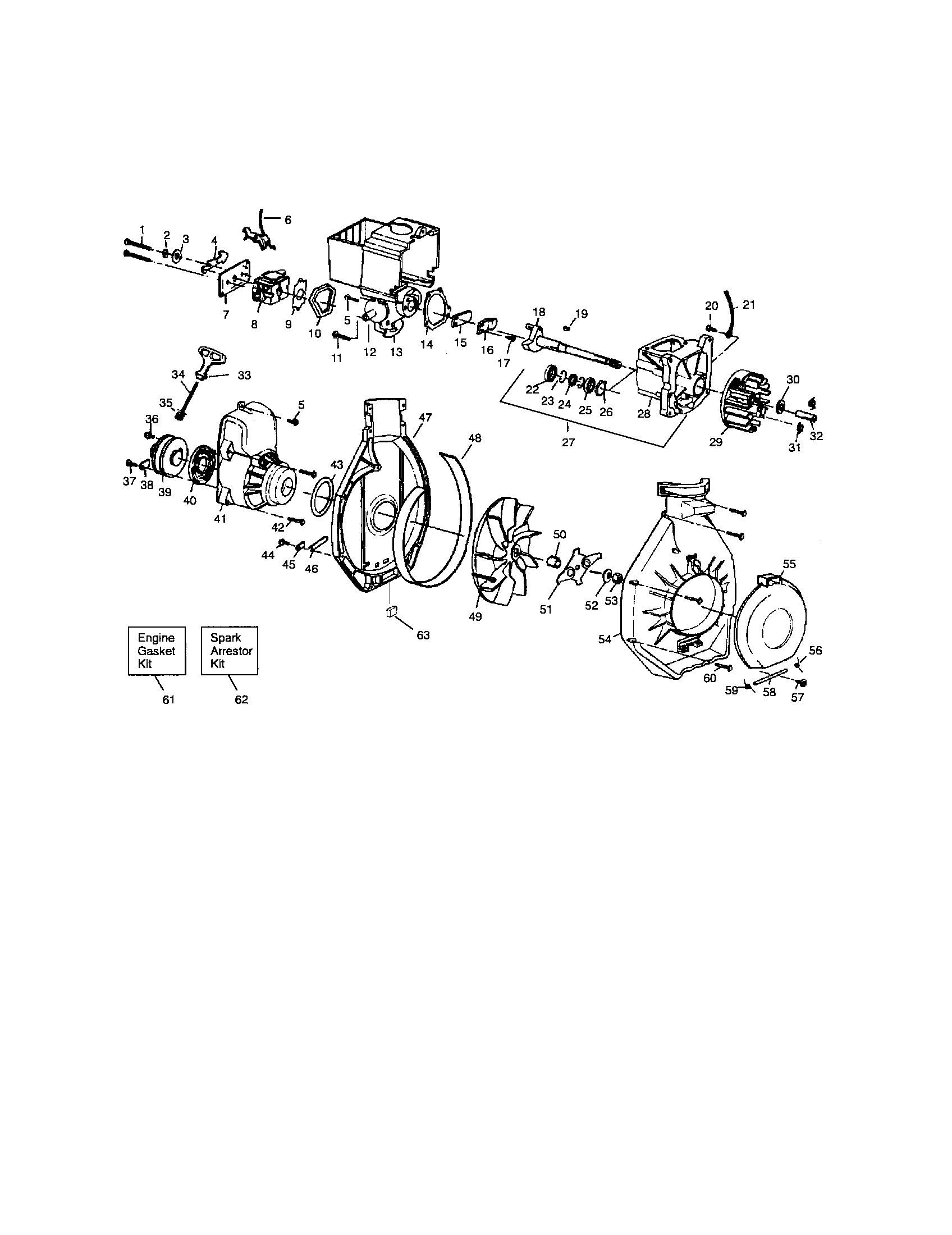 Craftsman 358798960 crankcase/housing/impeller diagram