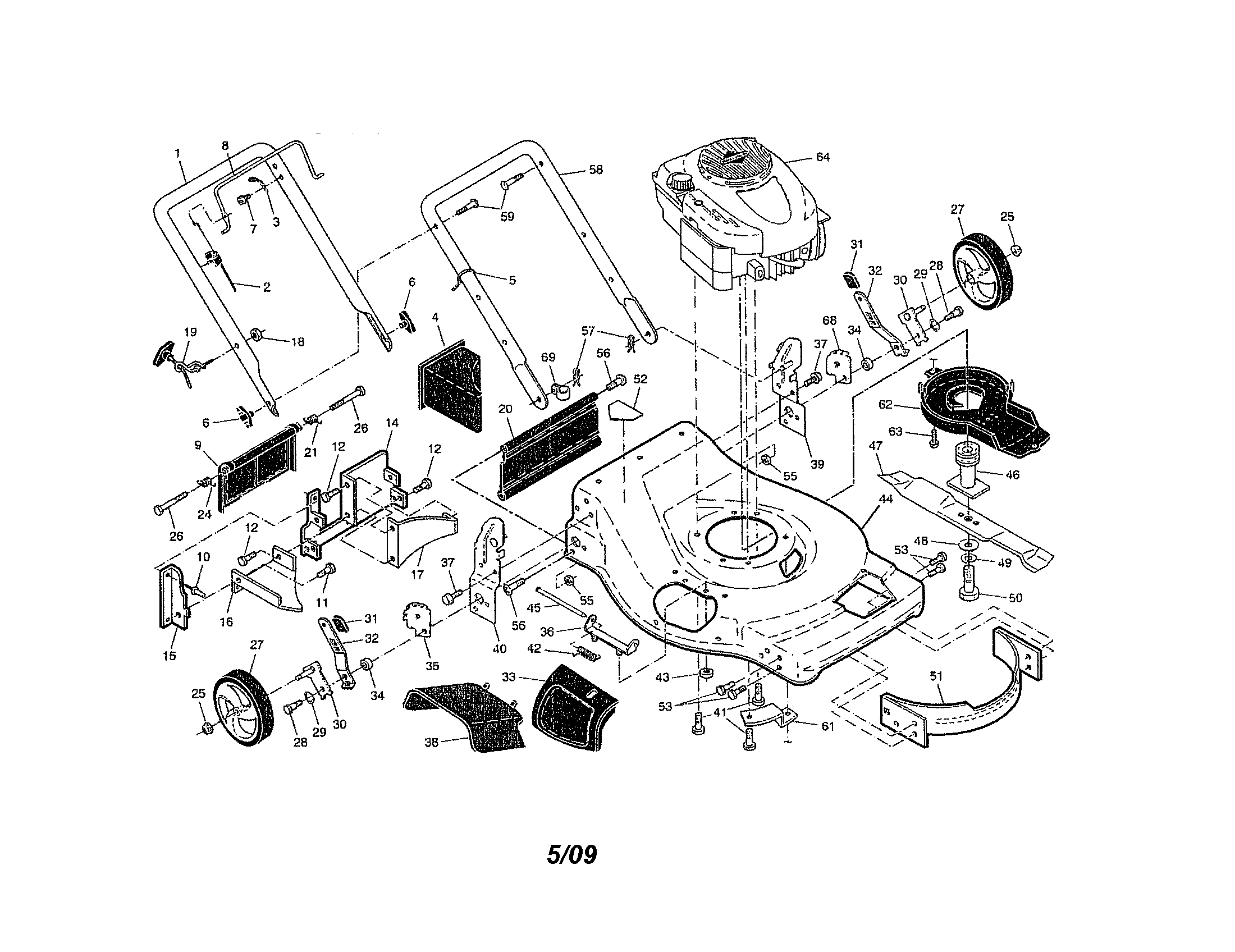 Craftsman 917376658 engine/housing/handle diagram