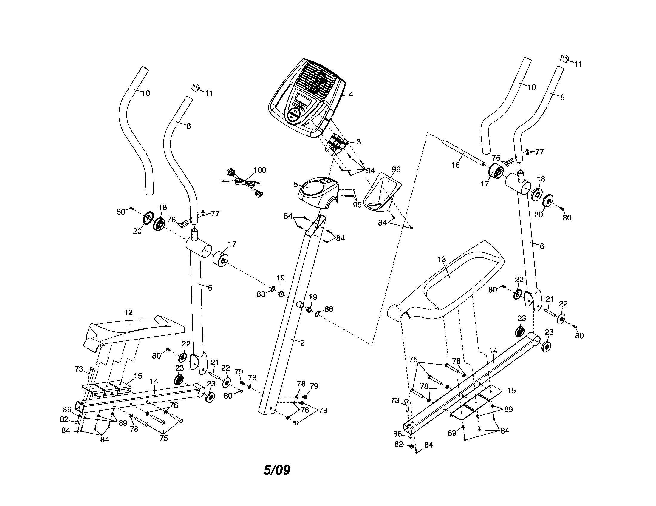 Proform 831237431 console/pedals/upright diagram