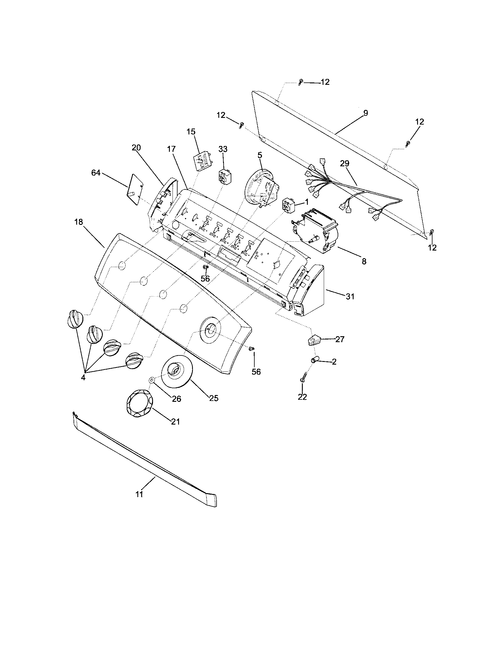 Frigidaire FTW3014KW0 control/panel diagram