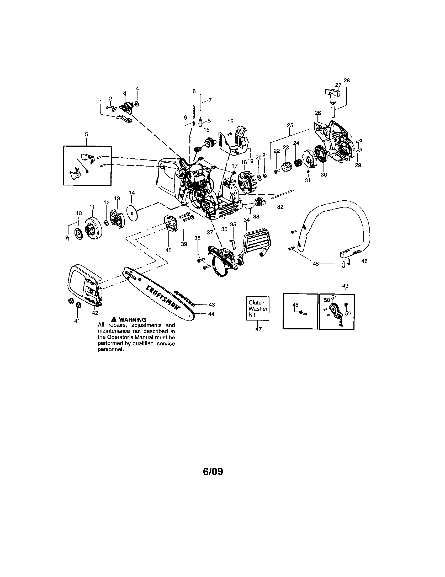 Craftsman 358351600 chassis/bar/handle diagram