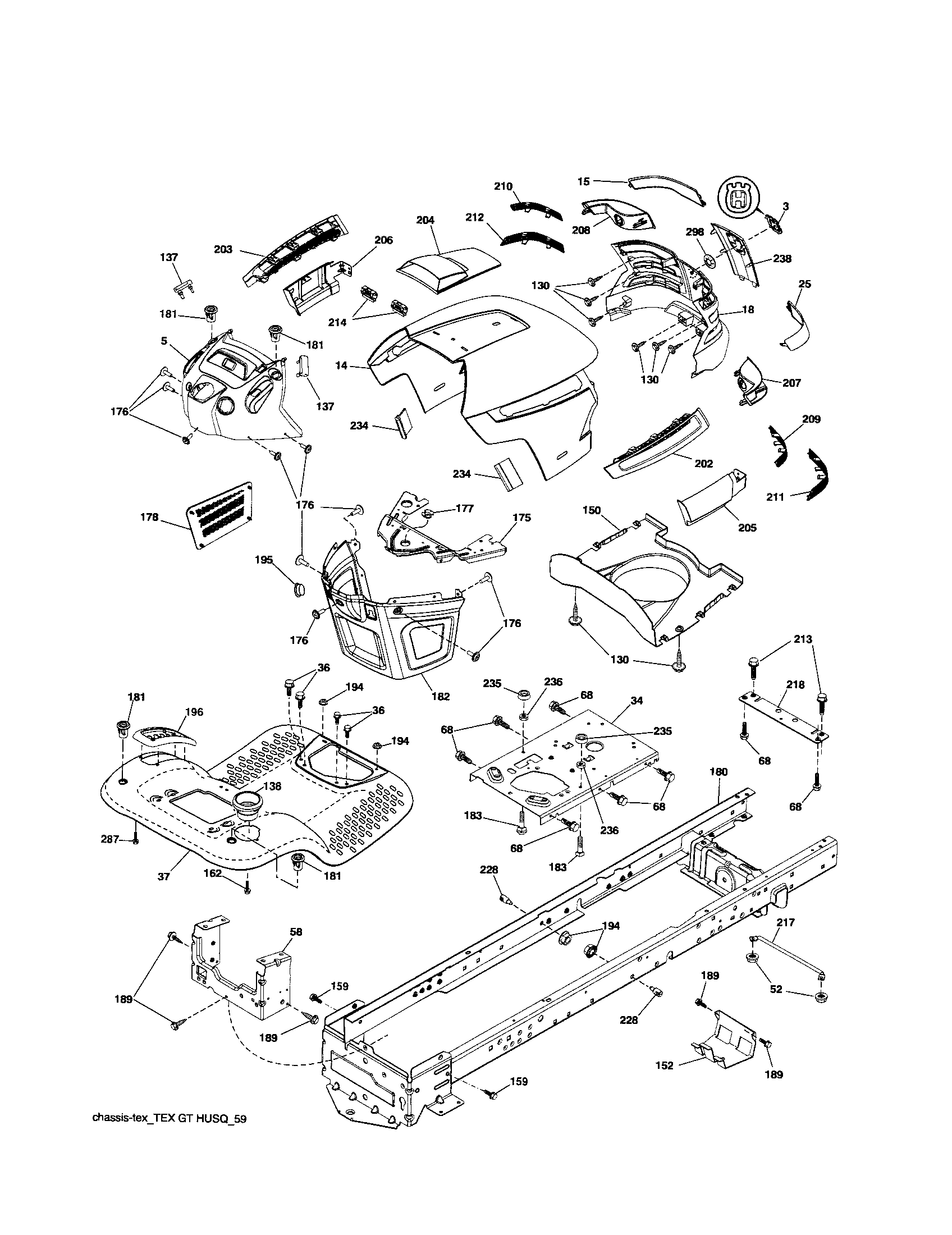 Husqvarna YTH2246-917289540 chassis diagram