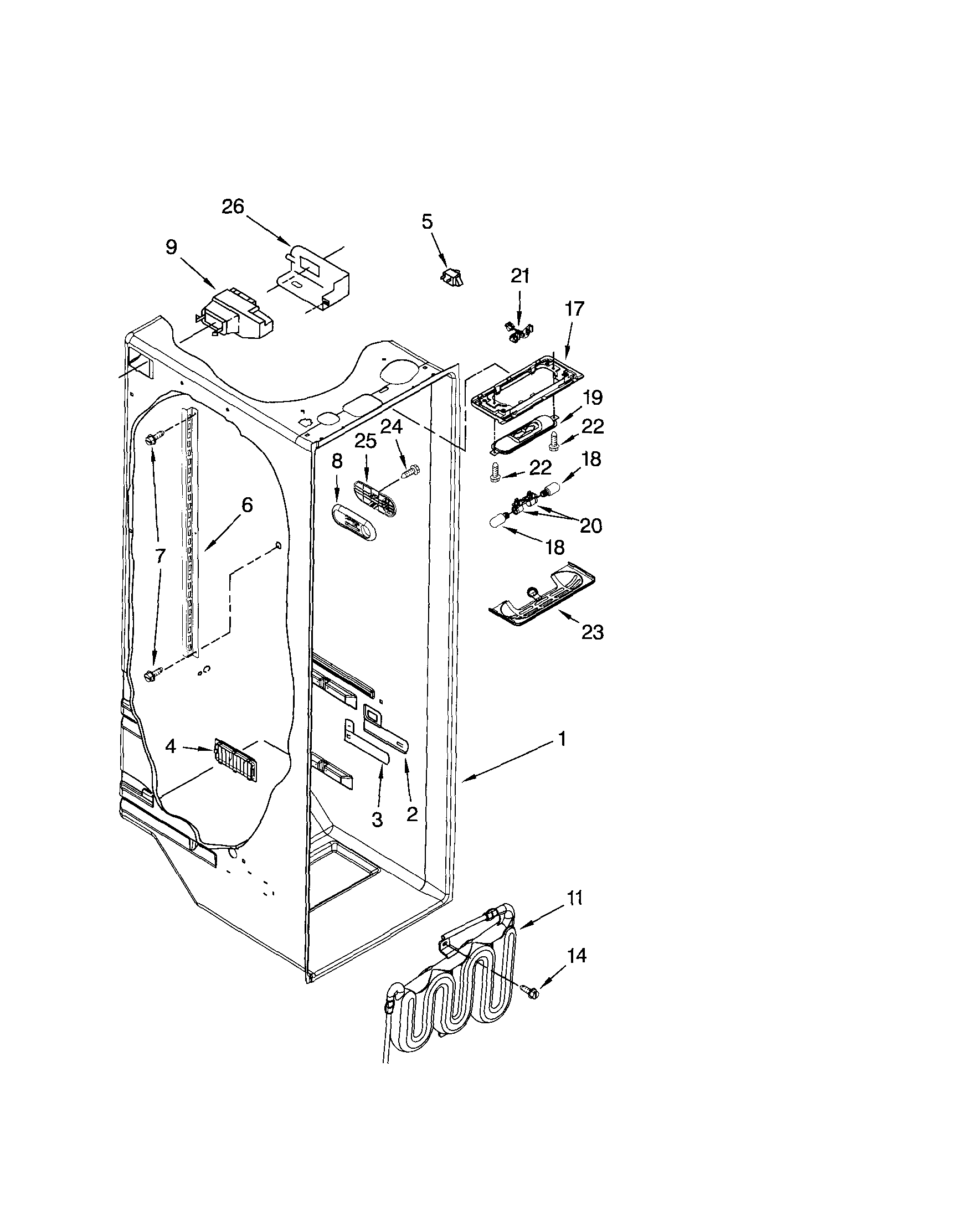 Kenmore Elite 10654790801 refrigerator liner diagram
