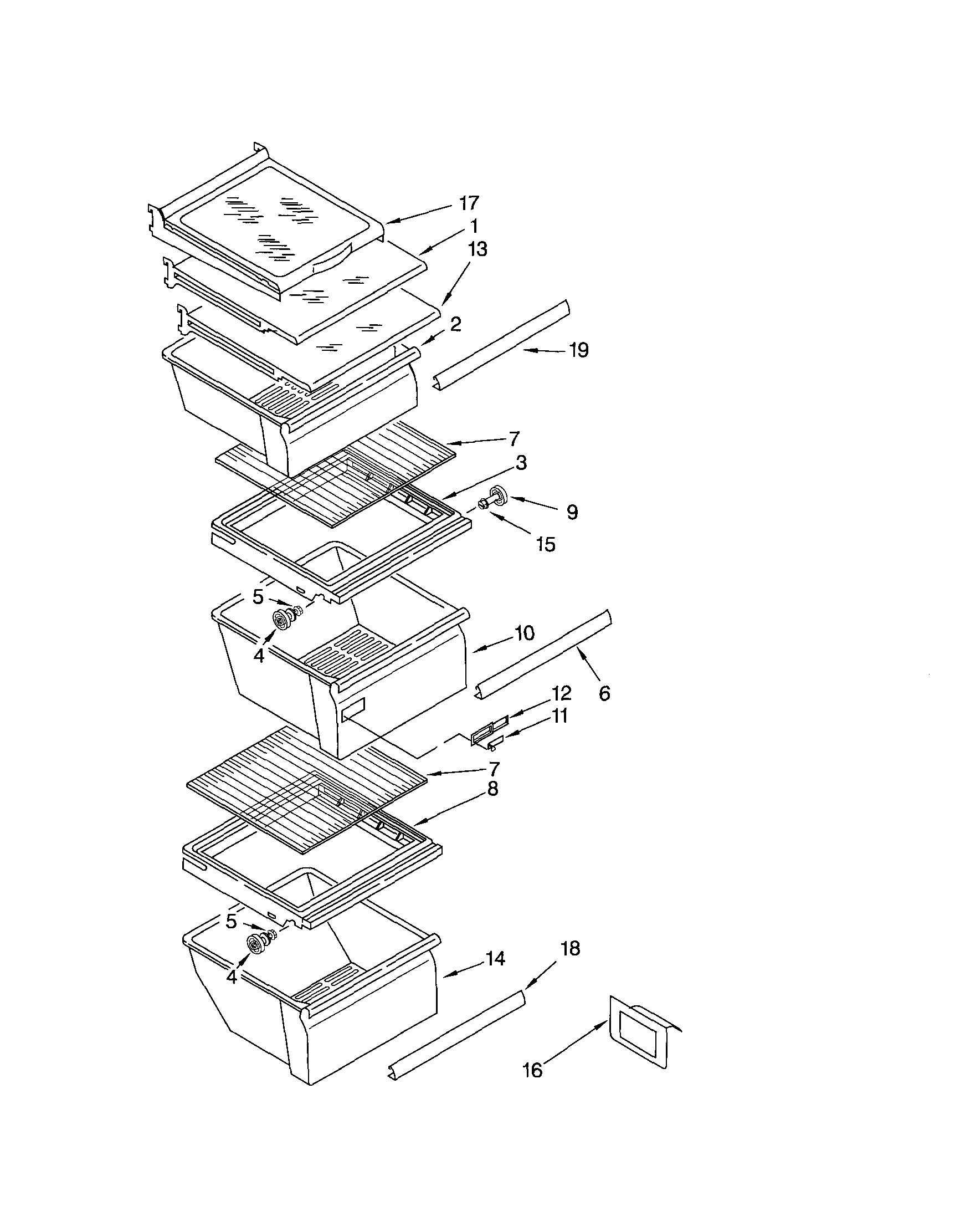 Kenmore Elite 10654790801 refrigerator shelf diagram