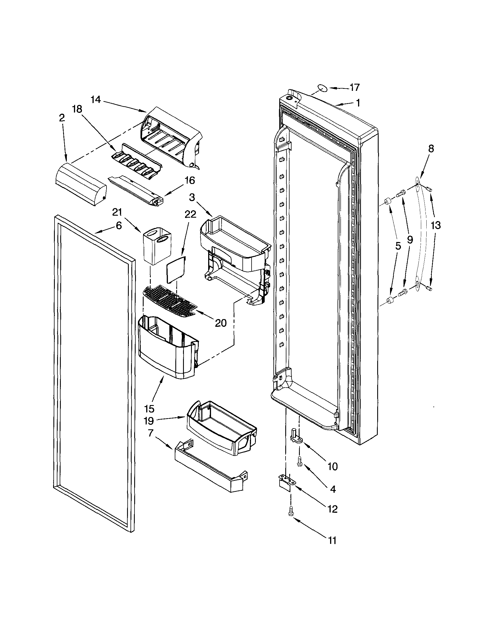 Kenmore Elite 10654790801 refrigerator door diagram