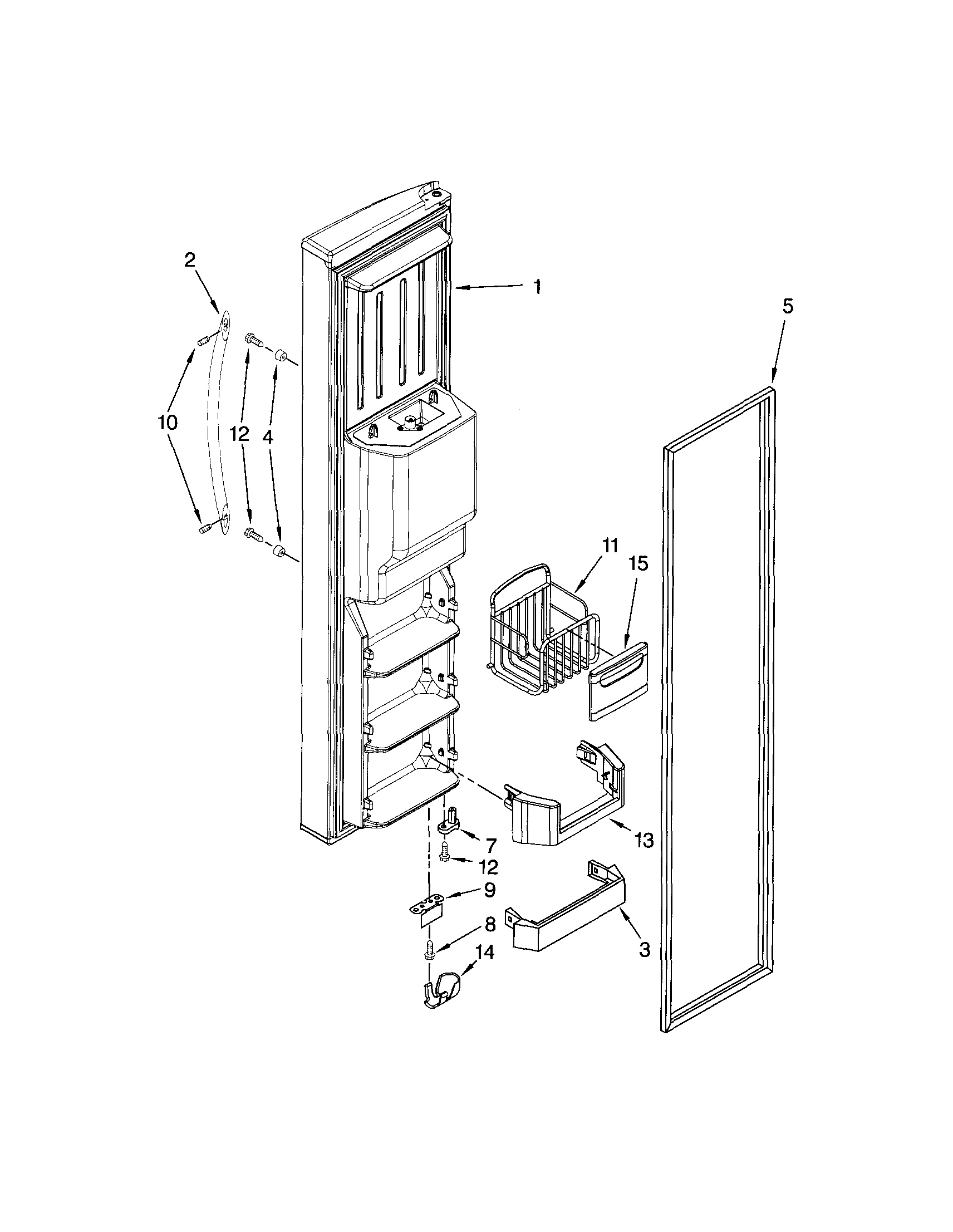 Kenmore Elite 10654790801 freezer door diagram