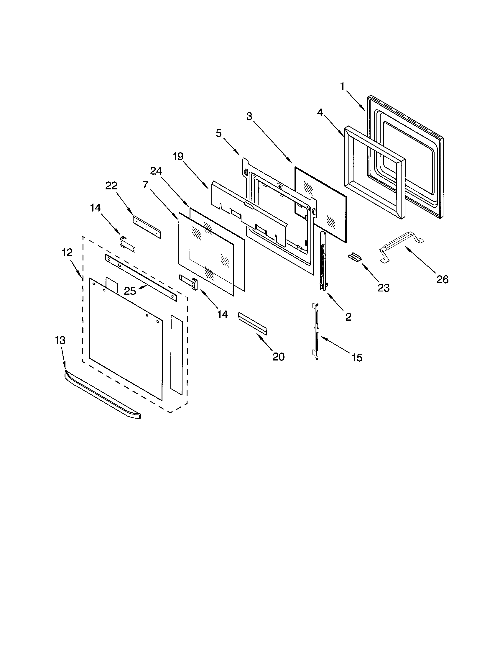 KitchenAid KEMC308KWH02 oven door diagram