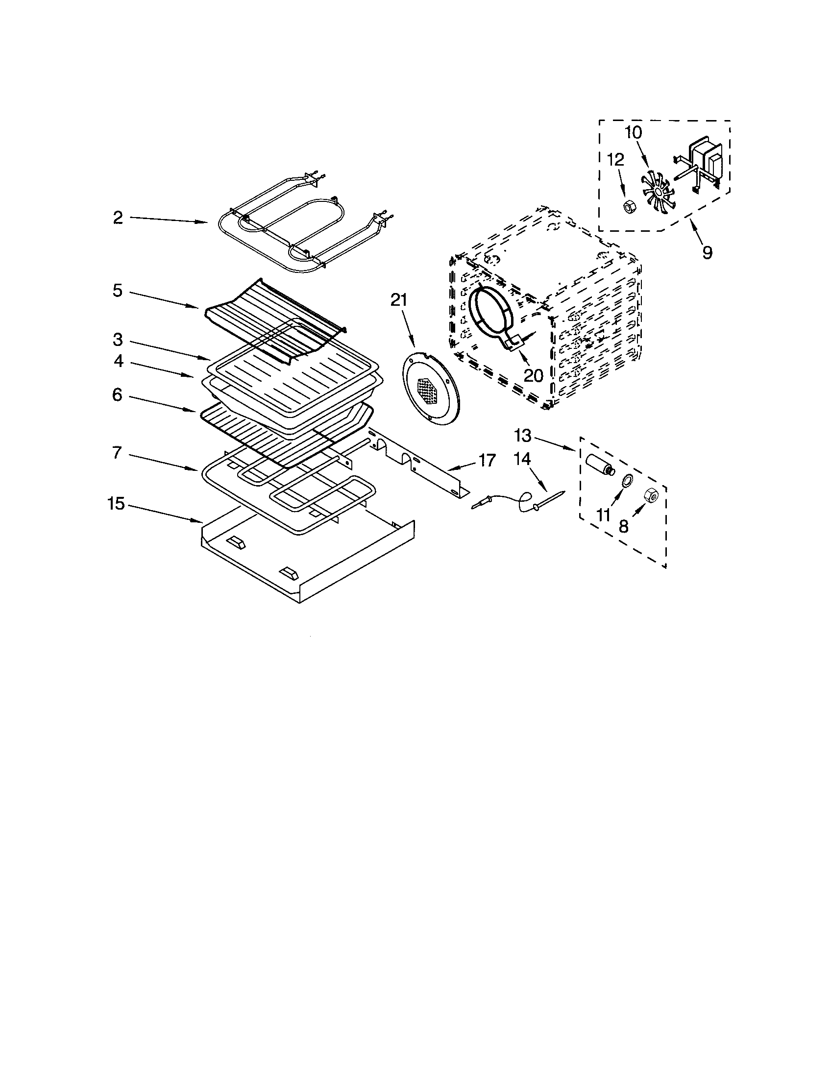 KitchenAid KEMC308KWH02 internal oven diagram