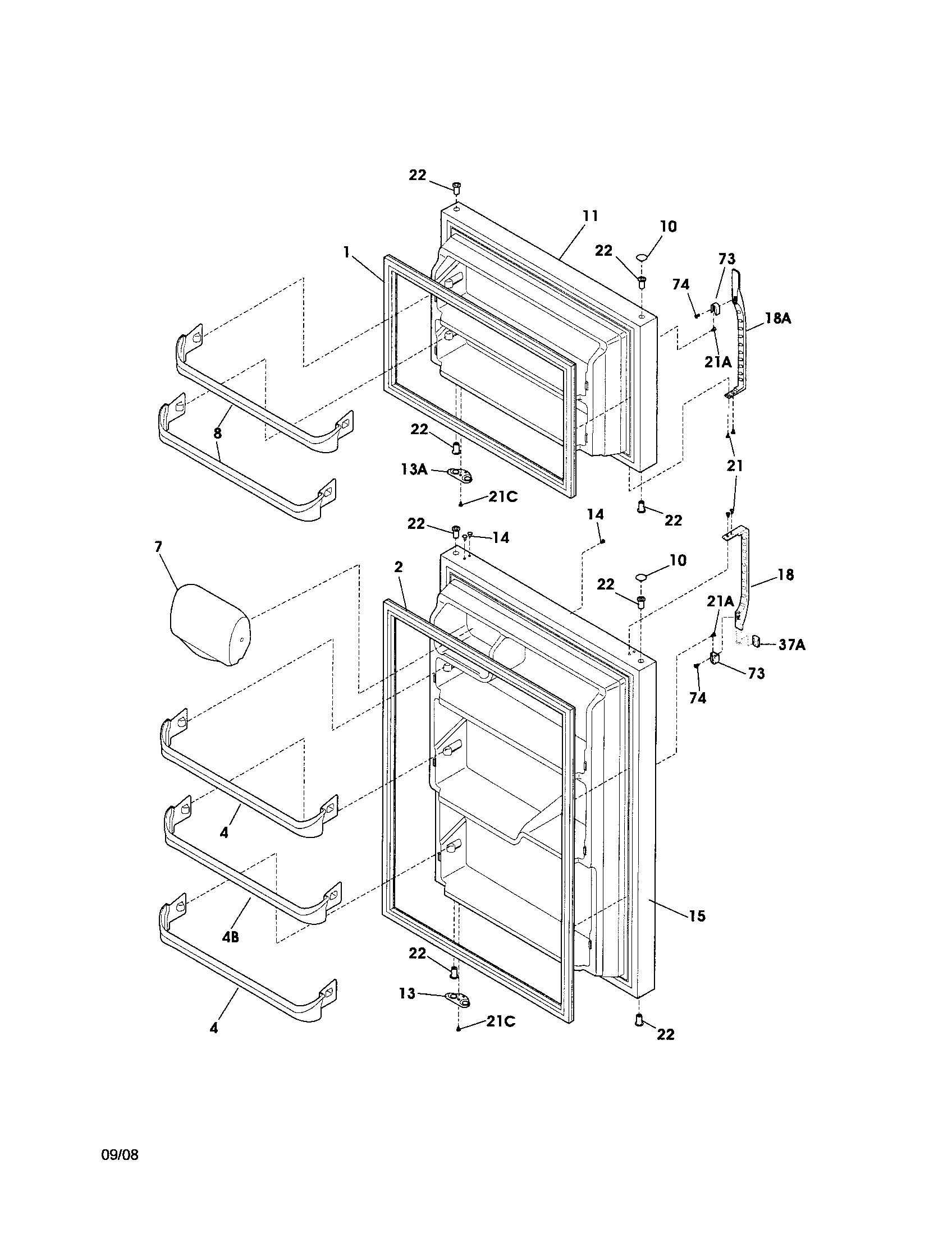 Kenmore 2536580250A door diagram