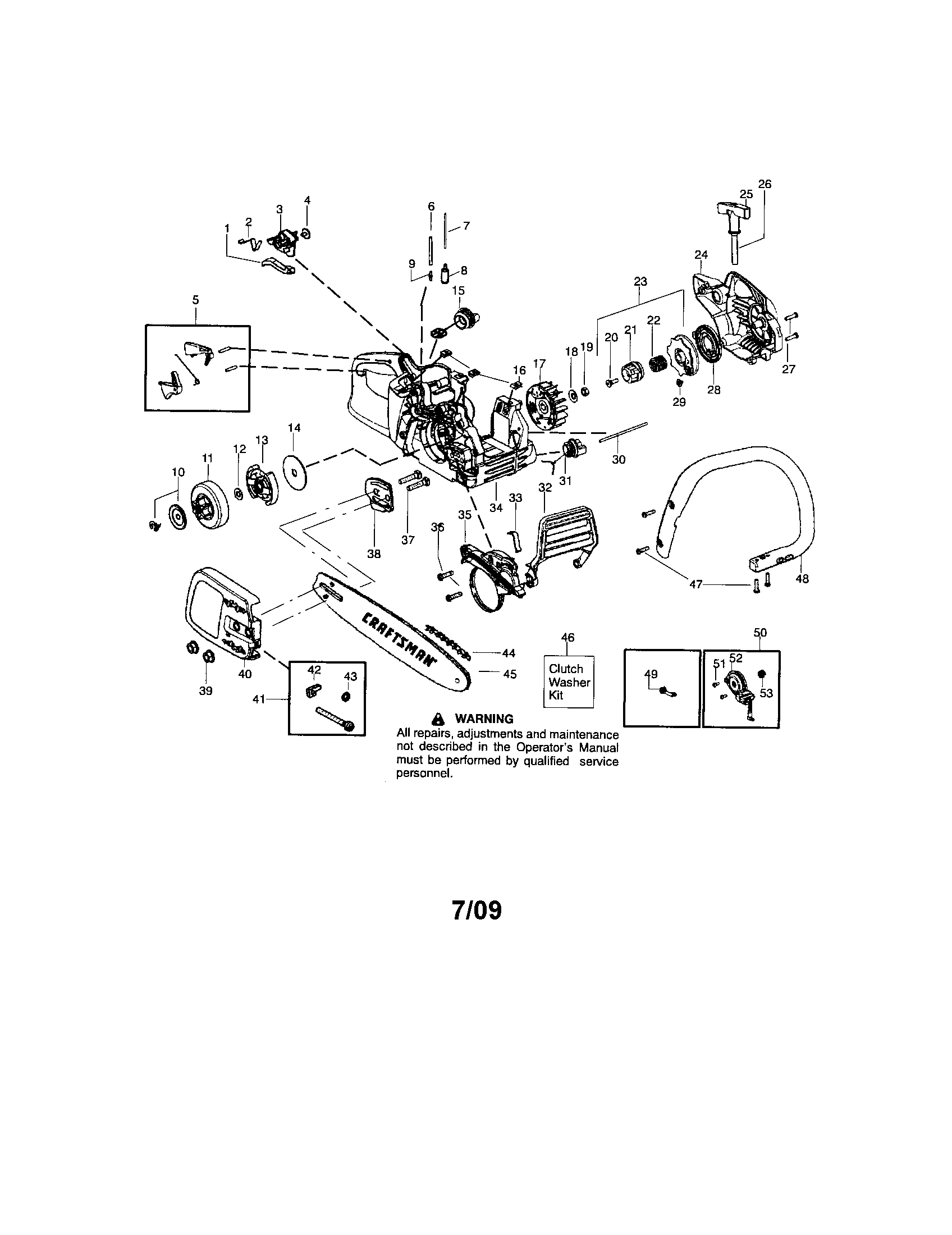 Craftsman 358351710 chassis/bar/handle diagram