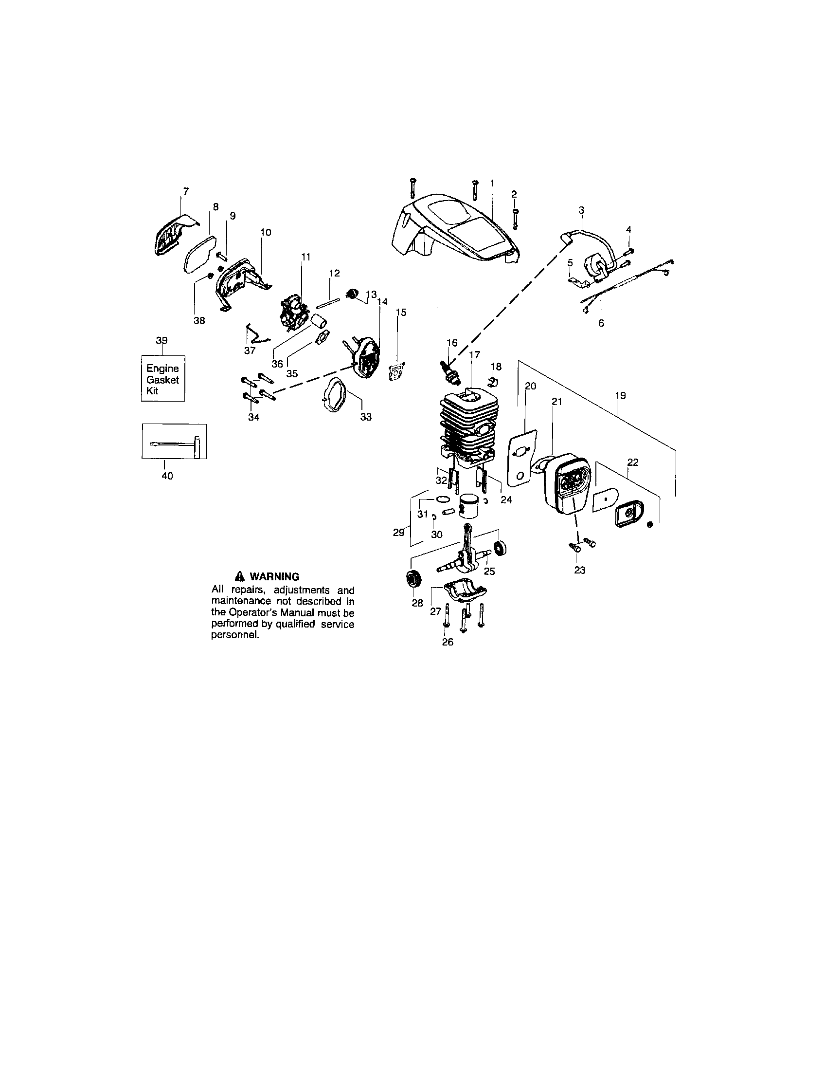 Craftsman 358351710 cylinder/shield/crankshaft diagram