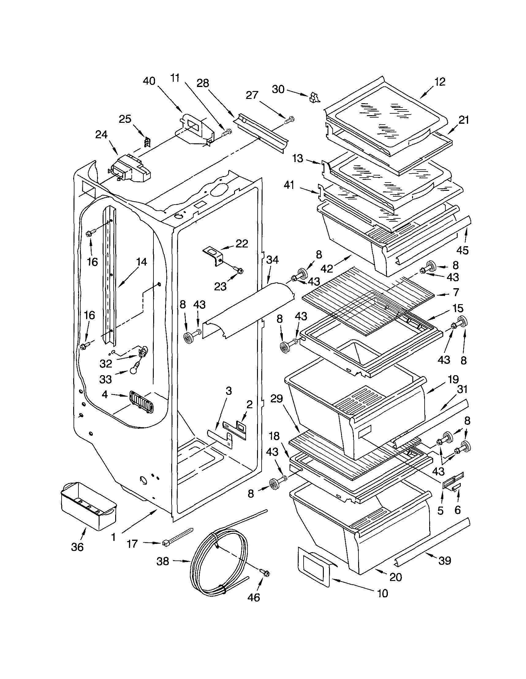 Kenmore 10652524101 refrigerator liner diagram