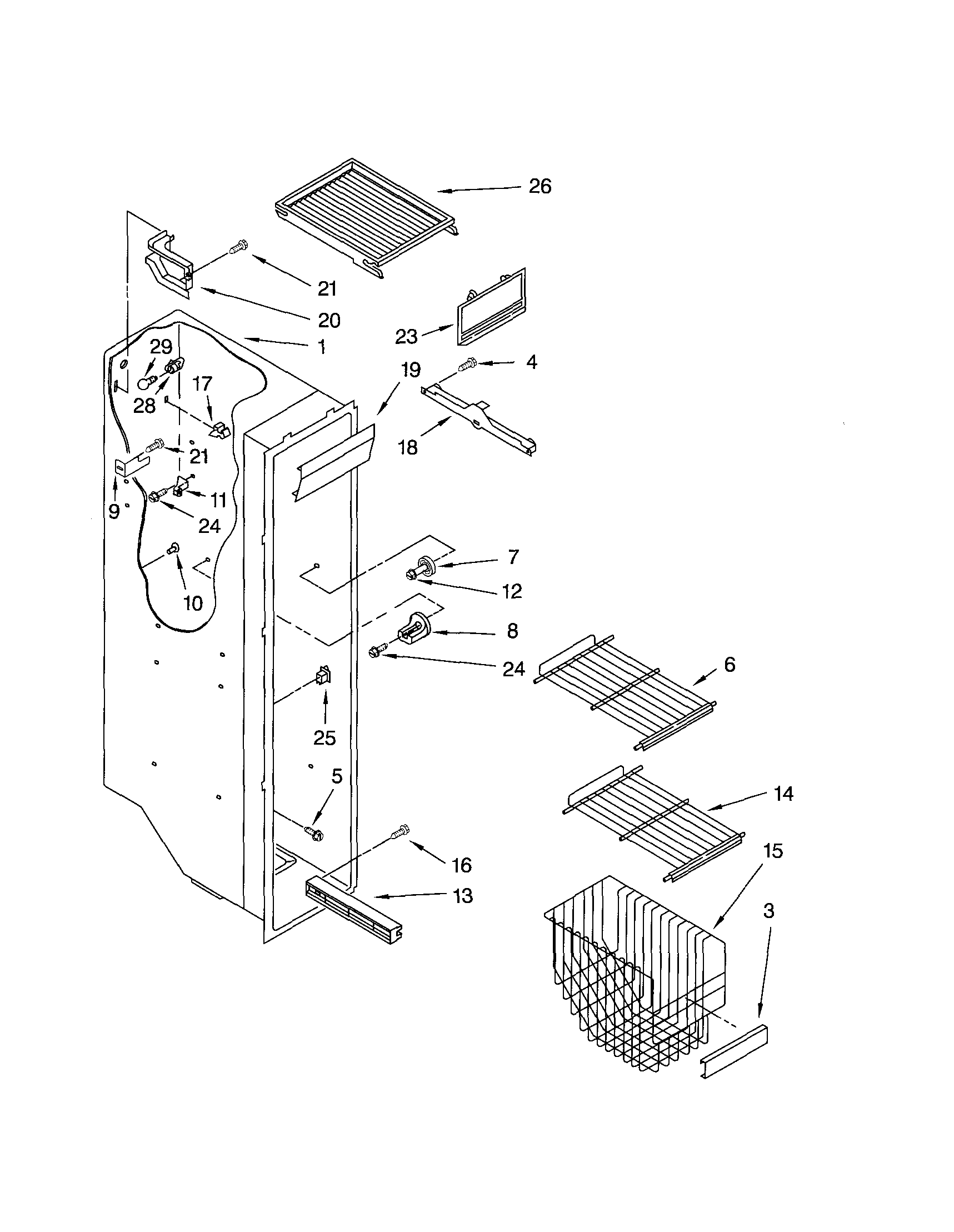 Kenmore 10652524101 freezer liner diagram