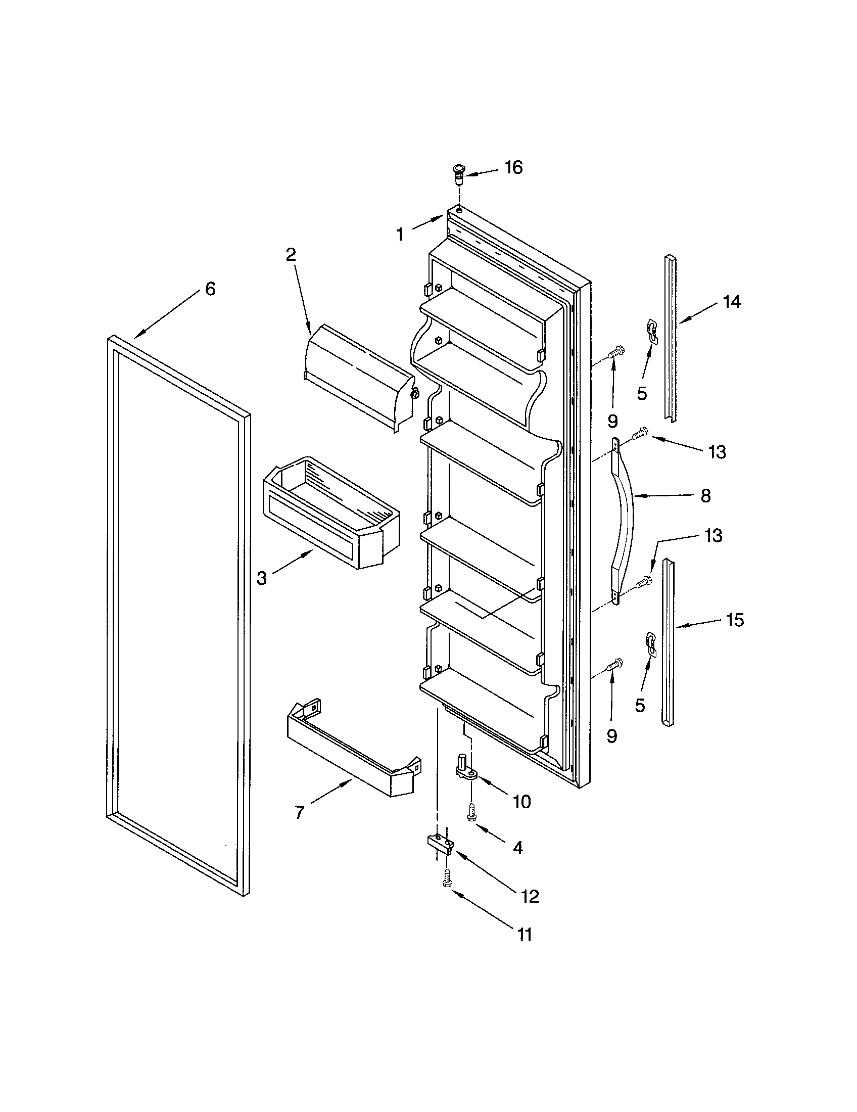 Kenmore 10652524101 refrigerator door diagram