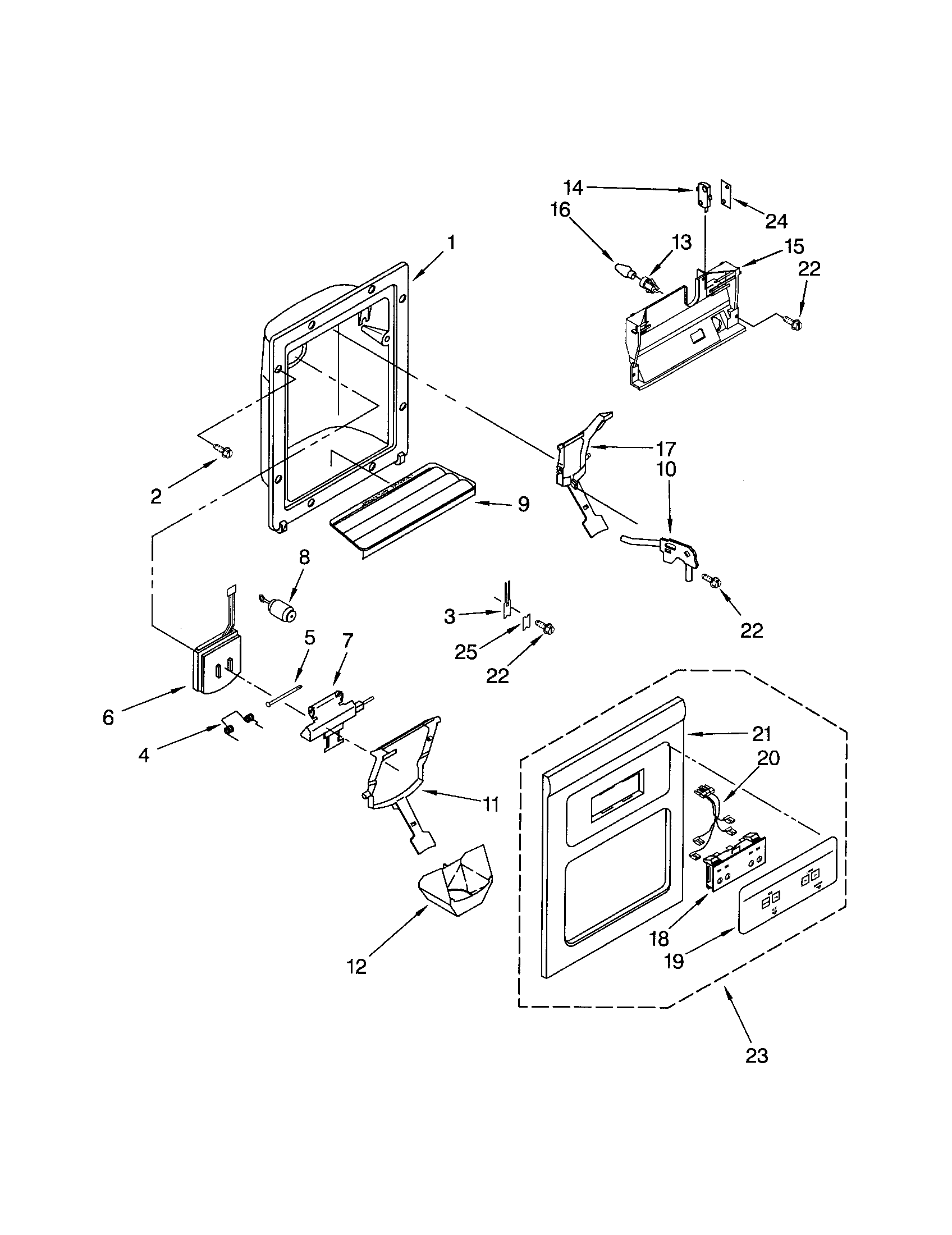 Kenmore 10652524101 dispenser front diagram
