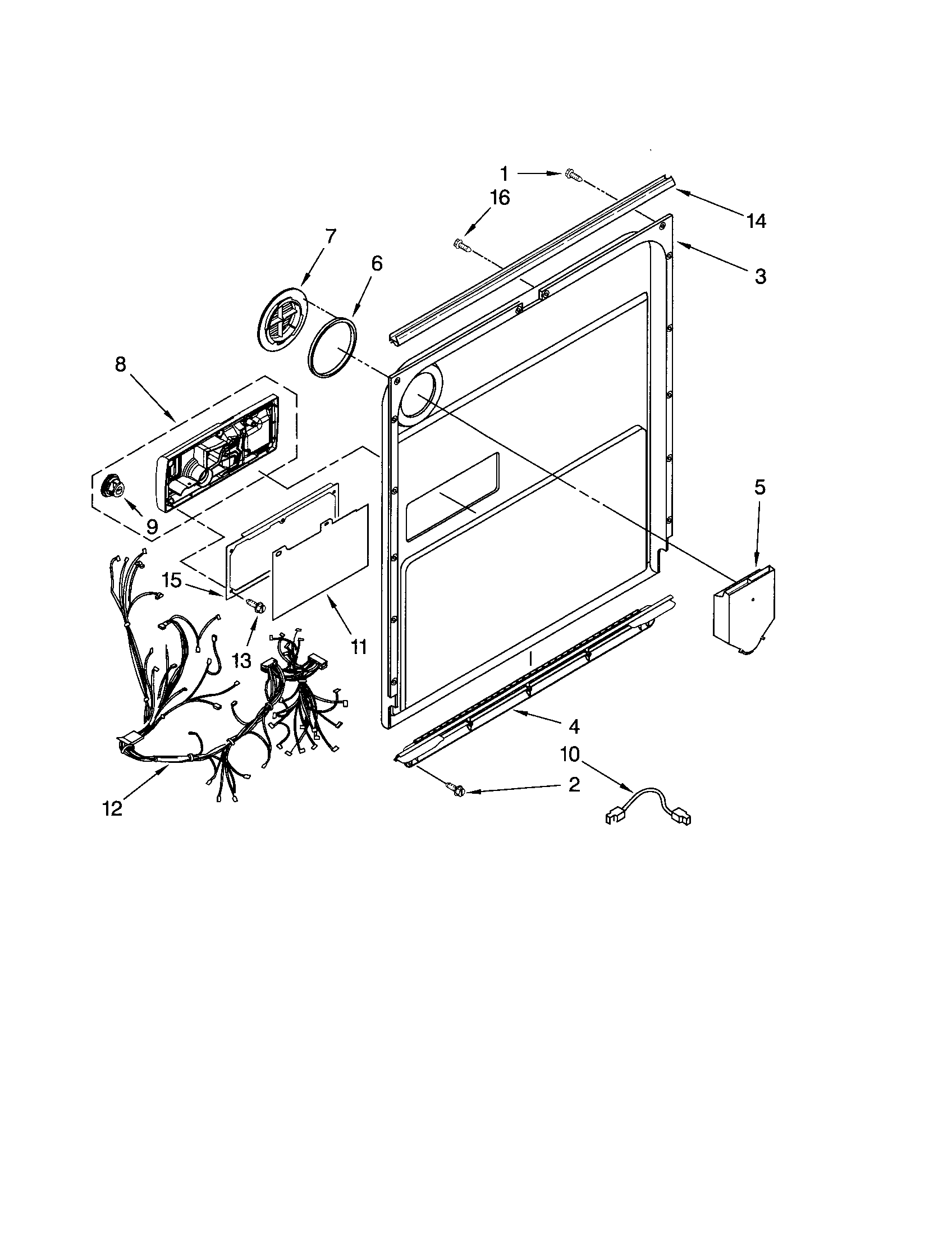 KitchenAid KUDC20FVBL0 door and latch diagram