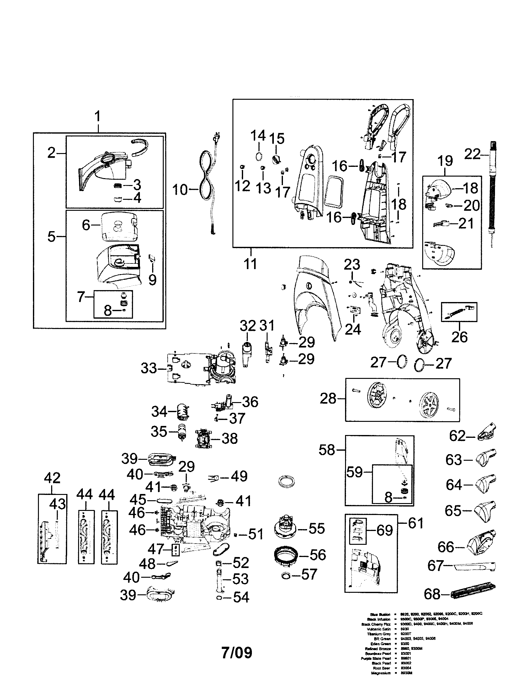 Bissell 9300 upright deep cleaner diagram