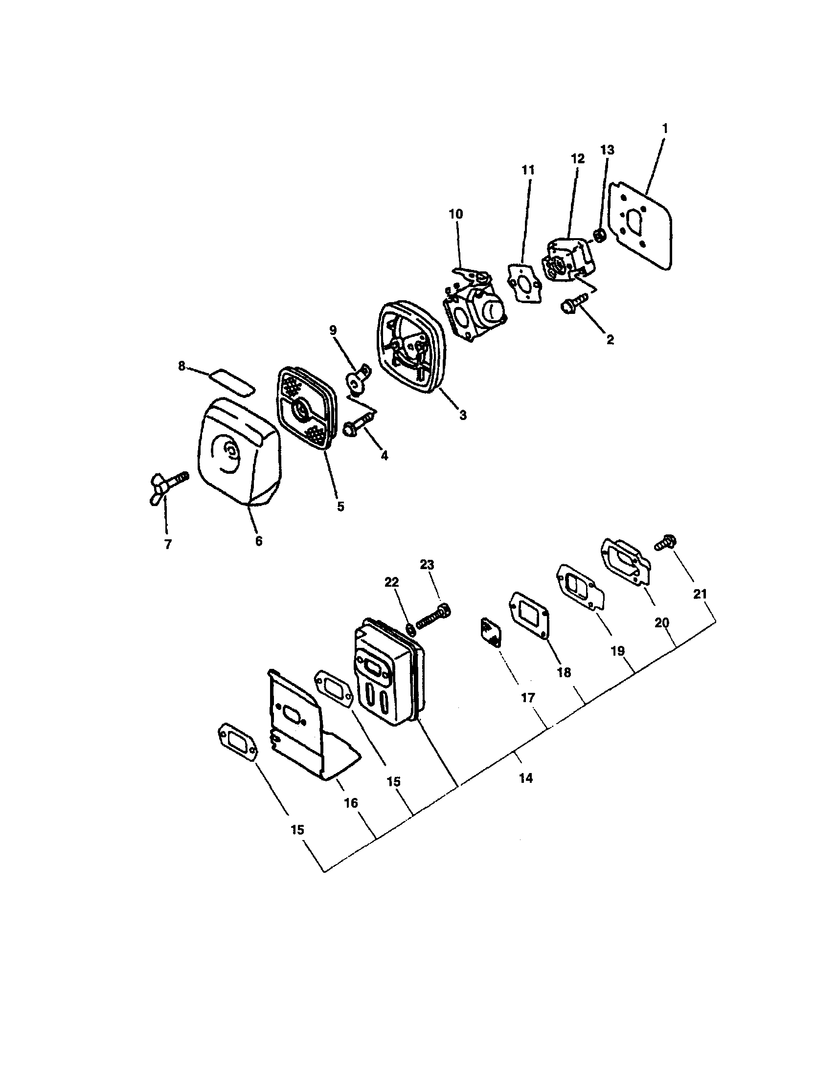 Echo SRM-2100SB TYPE 1 intake/exhaust/air filter diagram