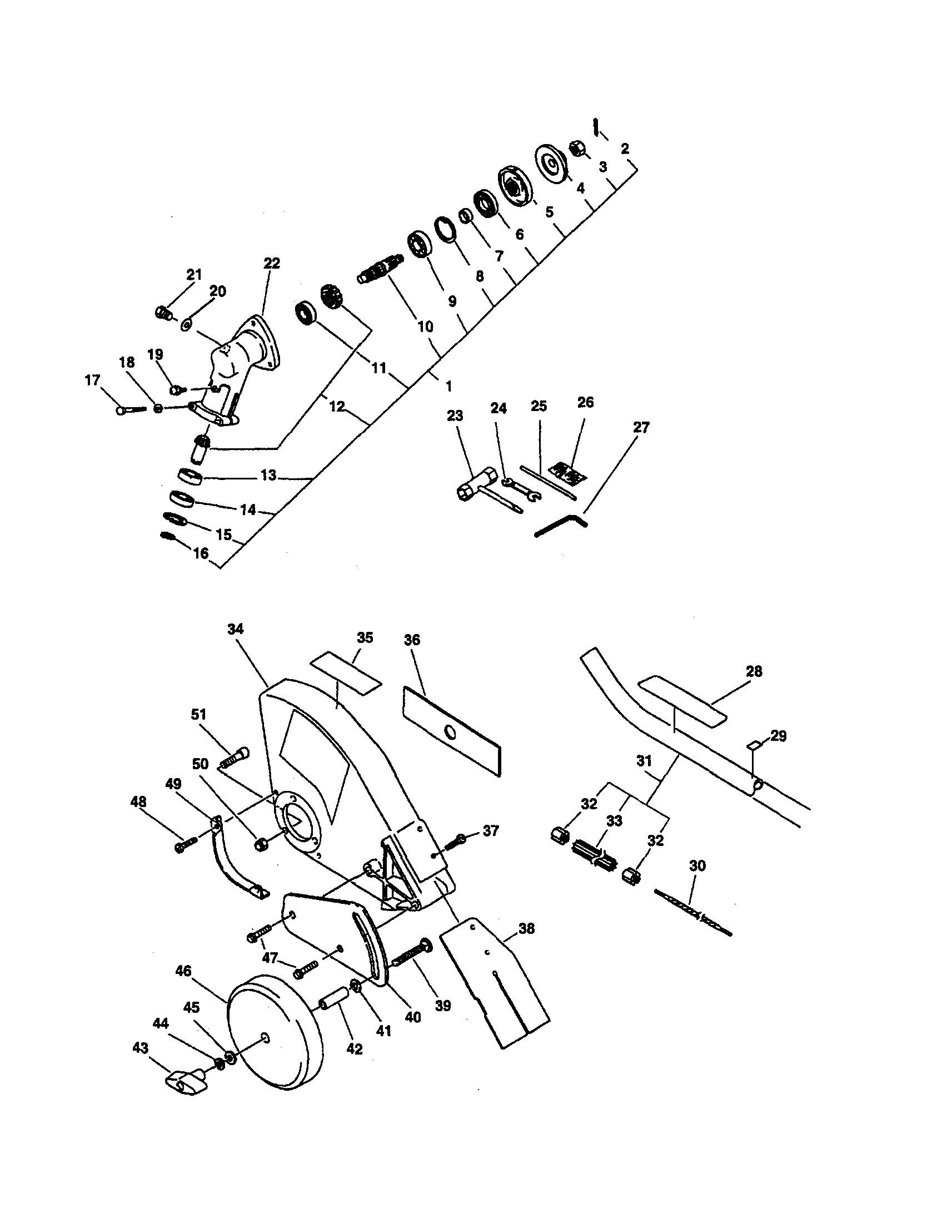 Echo SRM-2100SB TYPE 1 optional pe gear housing diagram